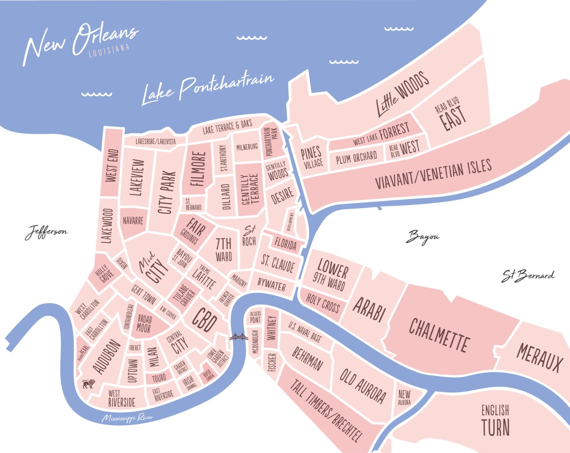 New Orleans Neighborhood Map Reve Realtors Worksheets Library