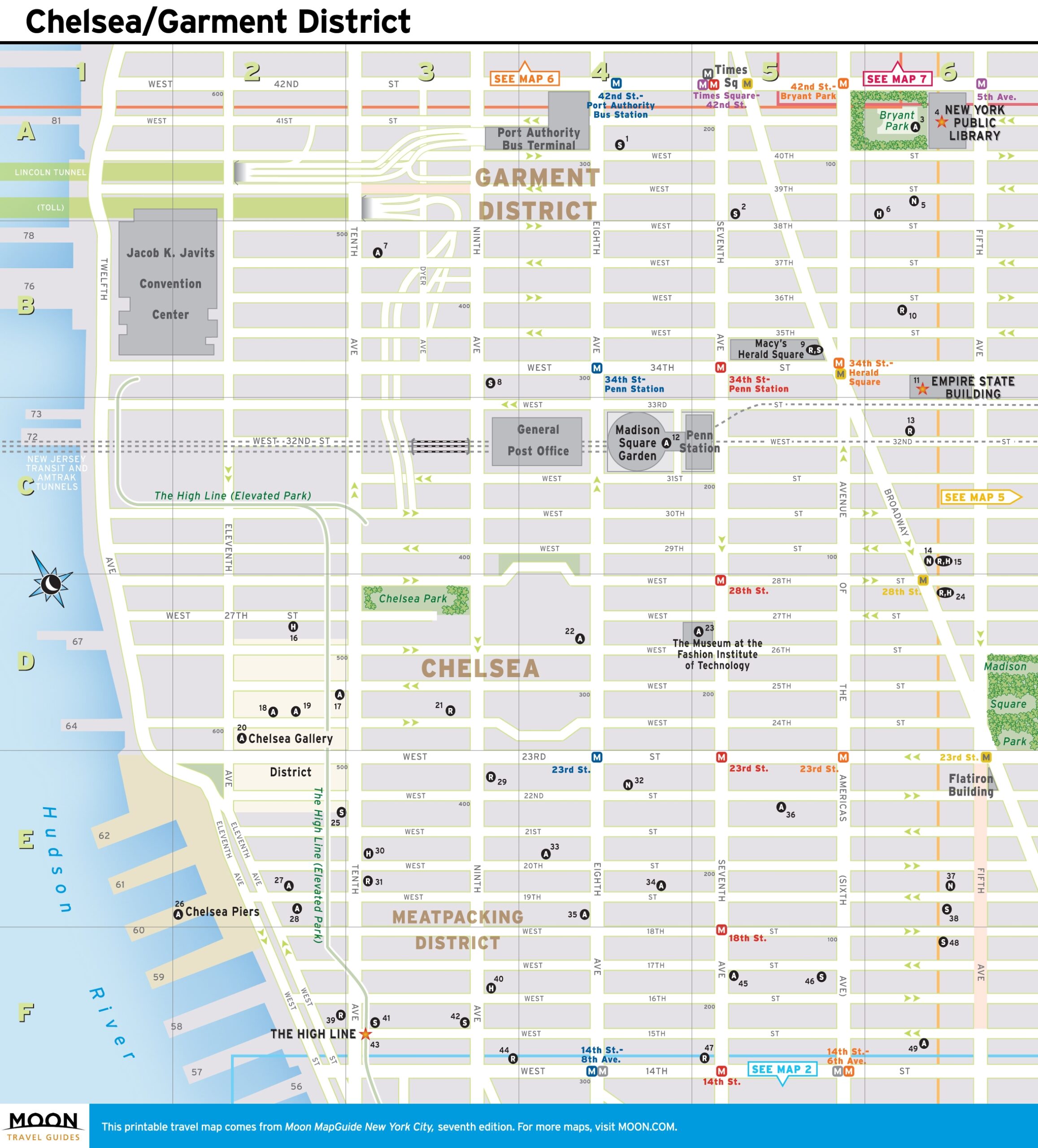 New York City Map Chelsea And The Garment District Moon Travel 