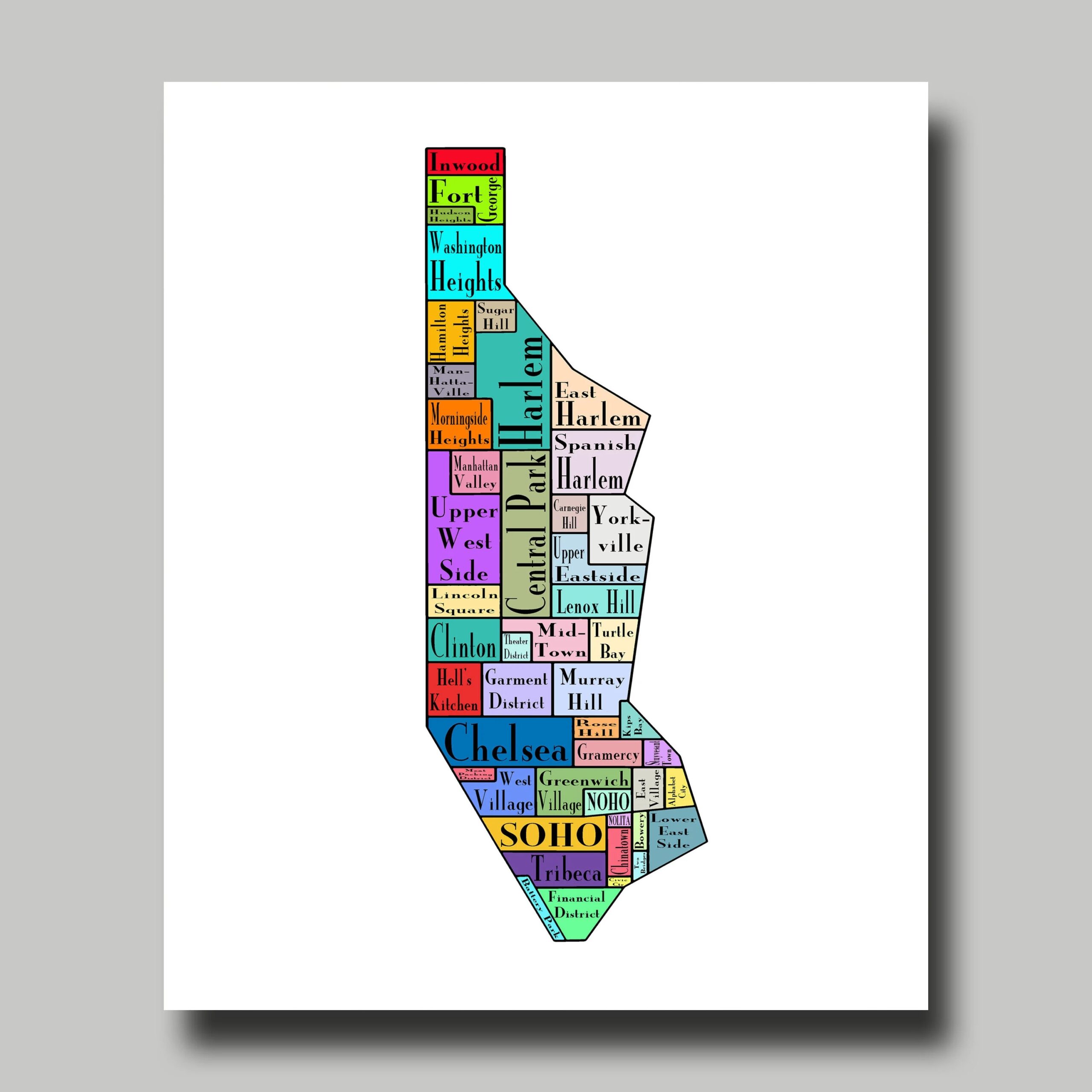 New York City Map Manhattan Multi Color Neighborhood Map New York Print Poster Etsy New York City Map Manhattan Multi Color Neighborhood Map New York Print Poster Etsy