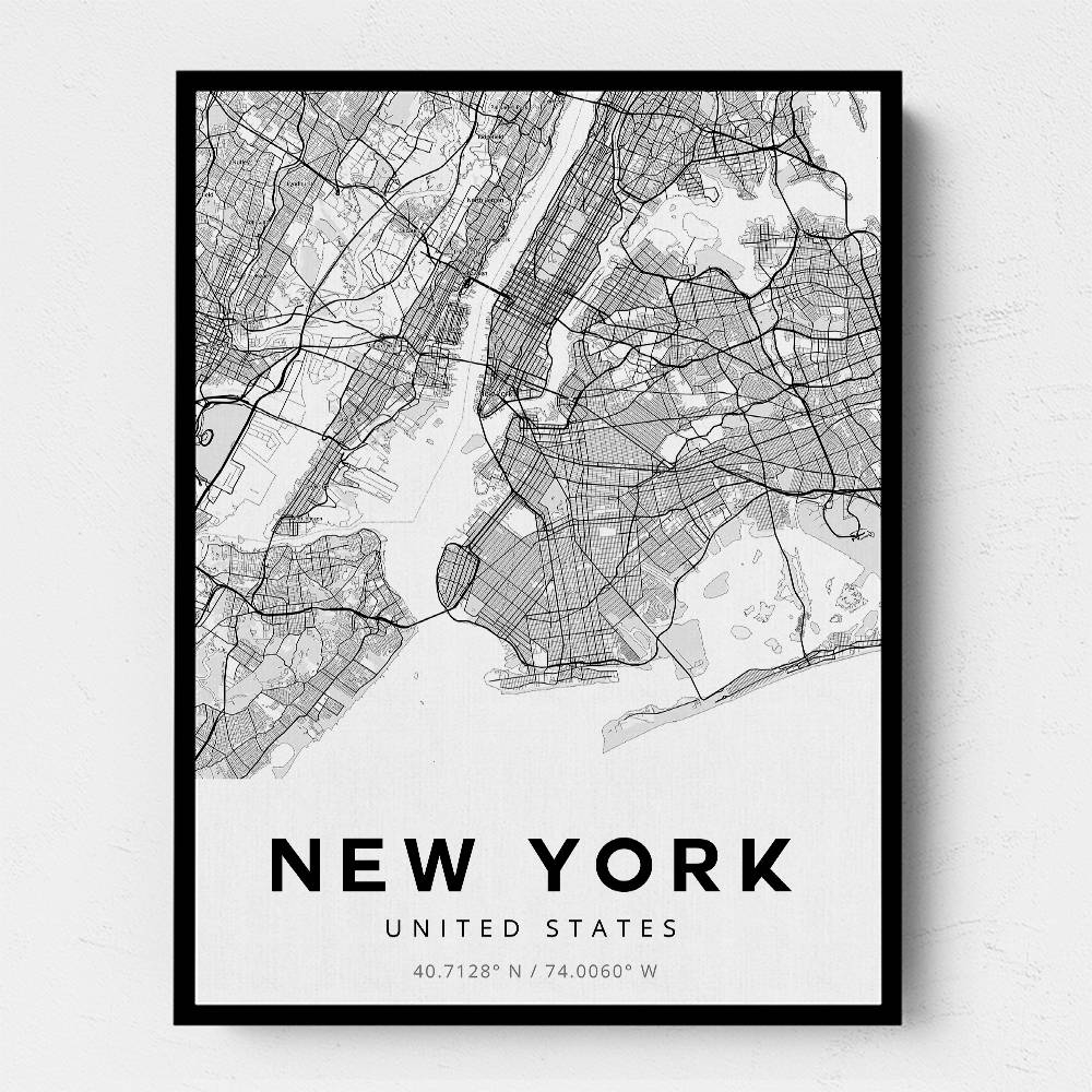 New York City Map Wall Art