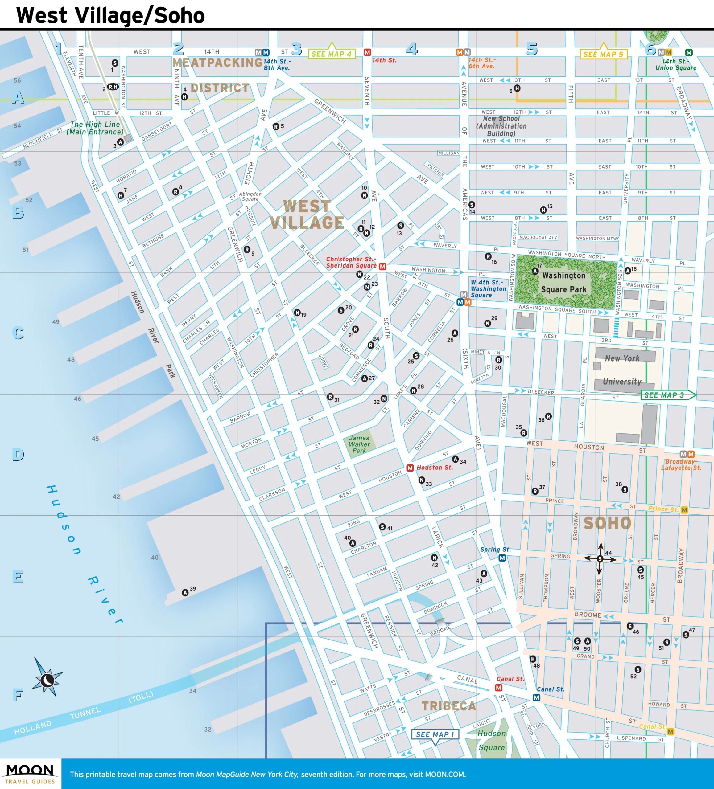 New York City Map West Village And Soho Moon Travel Guides New York City Map West Village And Soho Moon Travel Guides