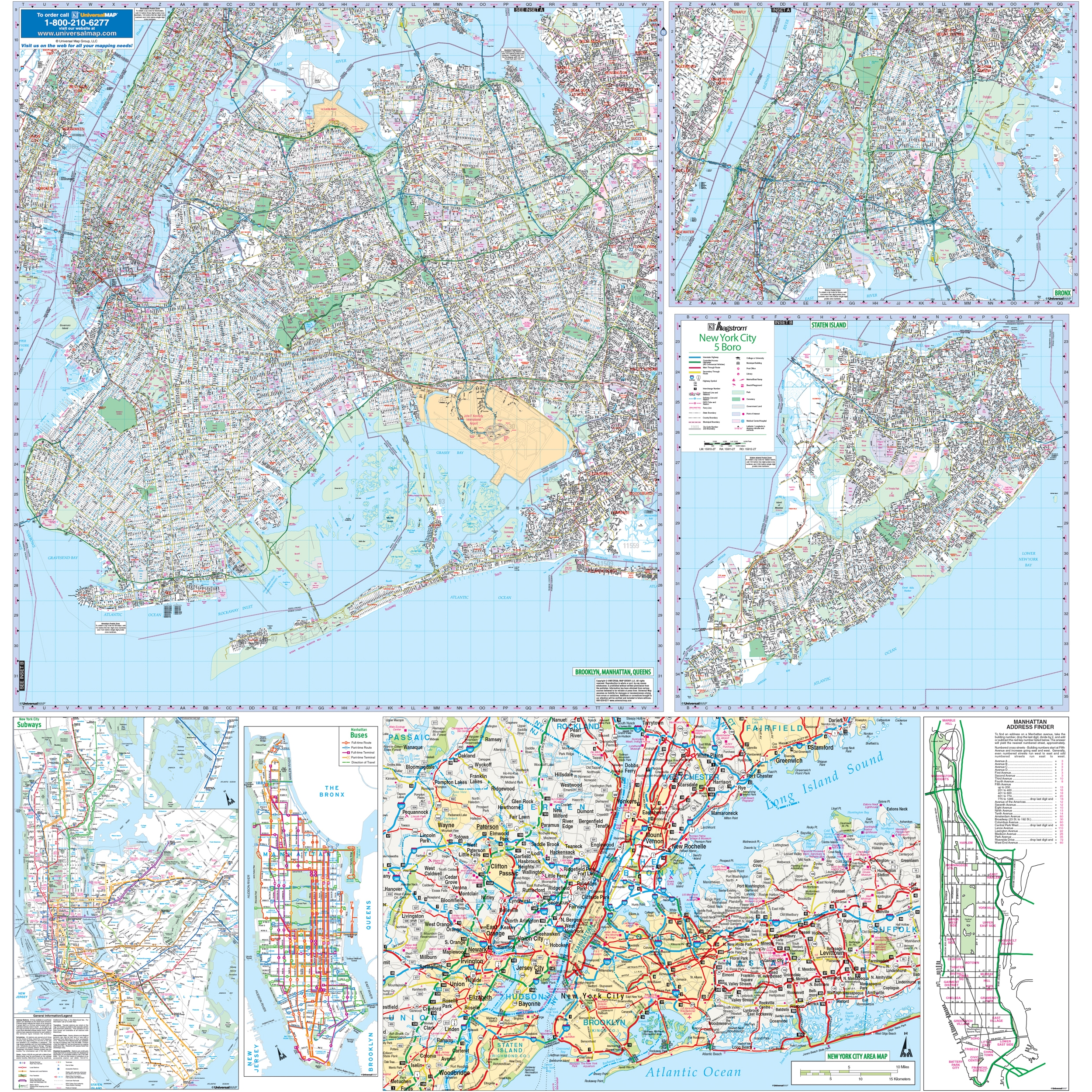 New York City NY 5 Boroughs Wall Map By Kappa The Map Shop