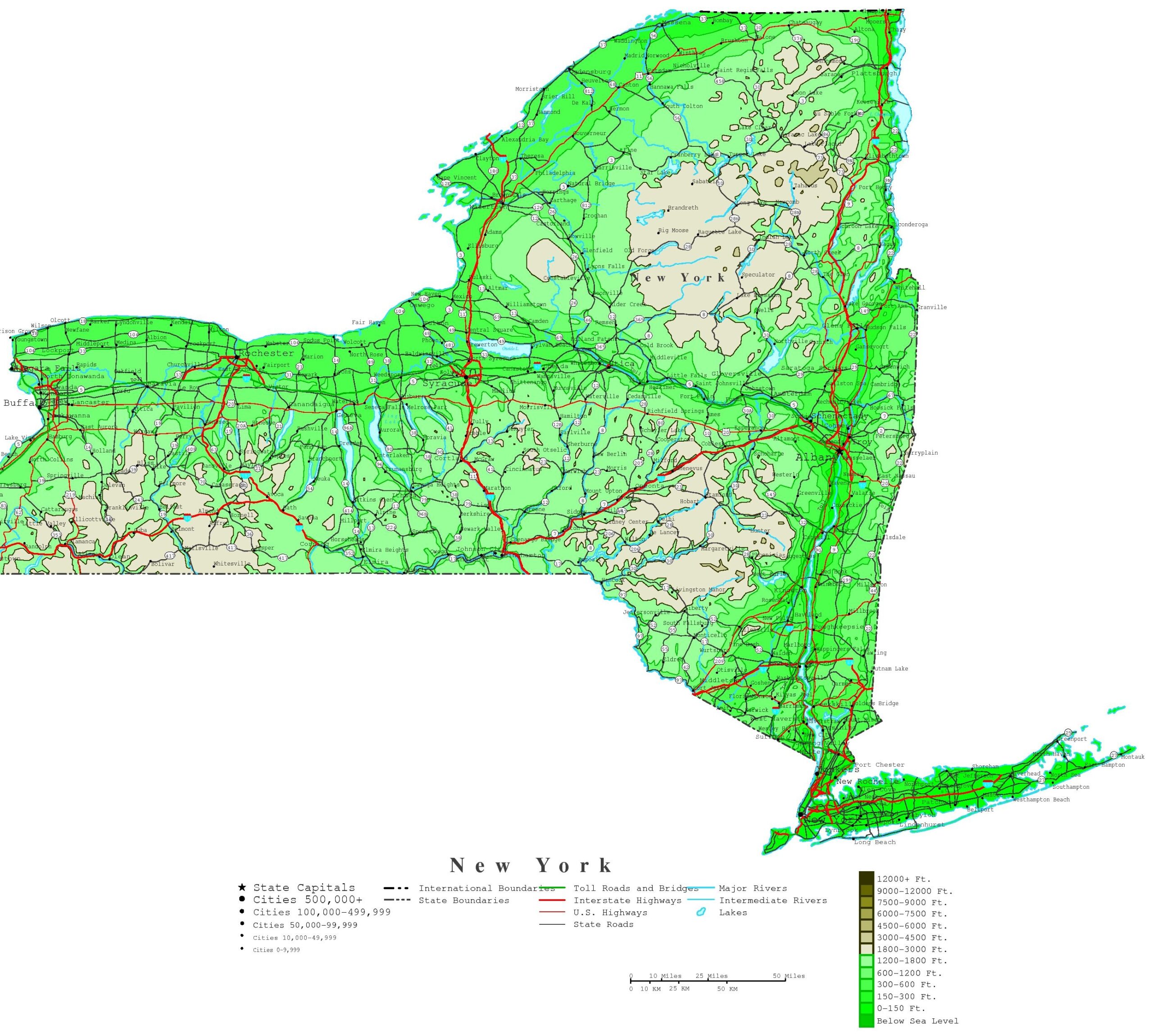 New York Contour Map New York Contour Map
