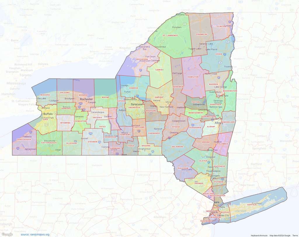 New York County Map Shown On Google Maps
