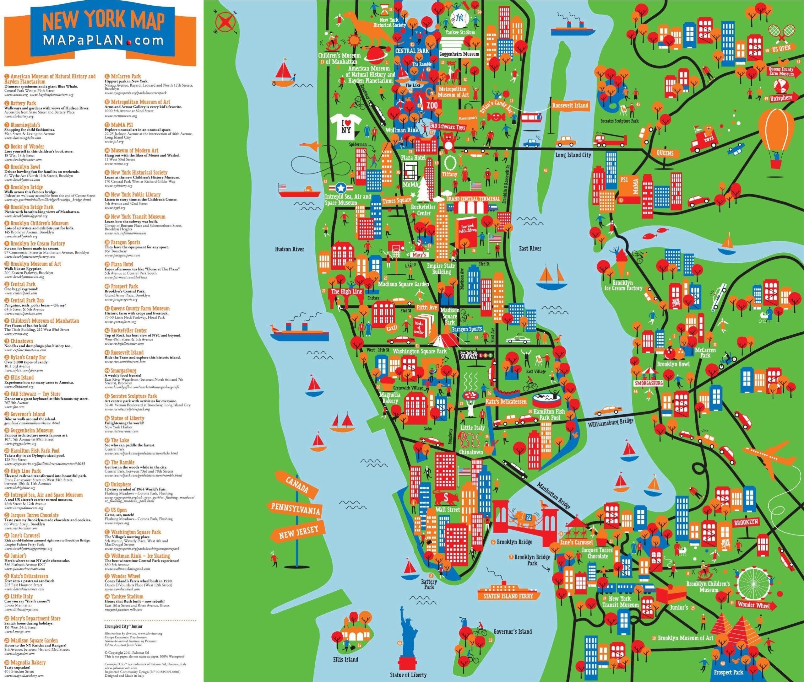 New York Sightseeing Map Sightseeing Map Of NYC New York USA New York Sightseeing Map Sightseeing Map Of NYC New York USA
