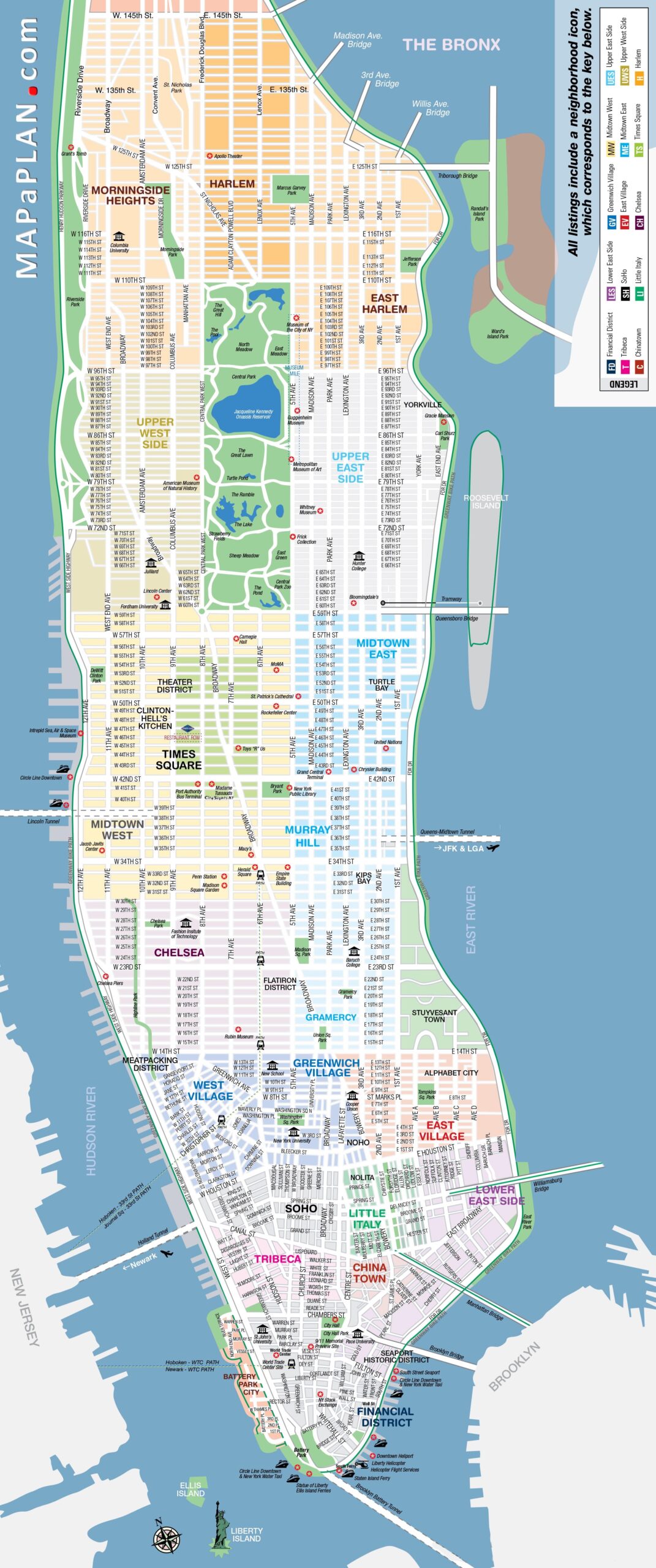 New York Top Tourist Attractions Map Manhattan Streets And New York Top Tourist Attractions Map Manhattan Streets And