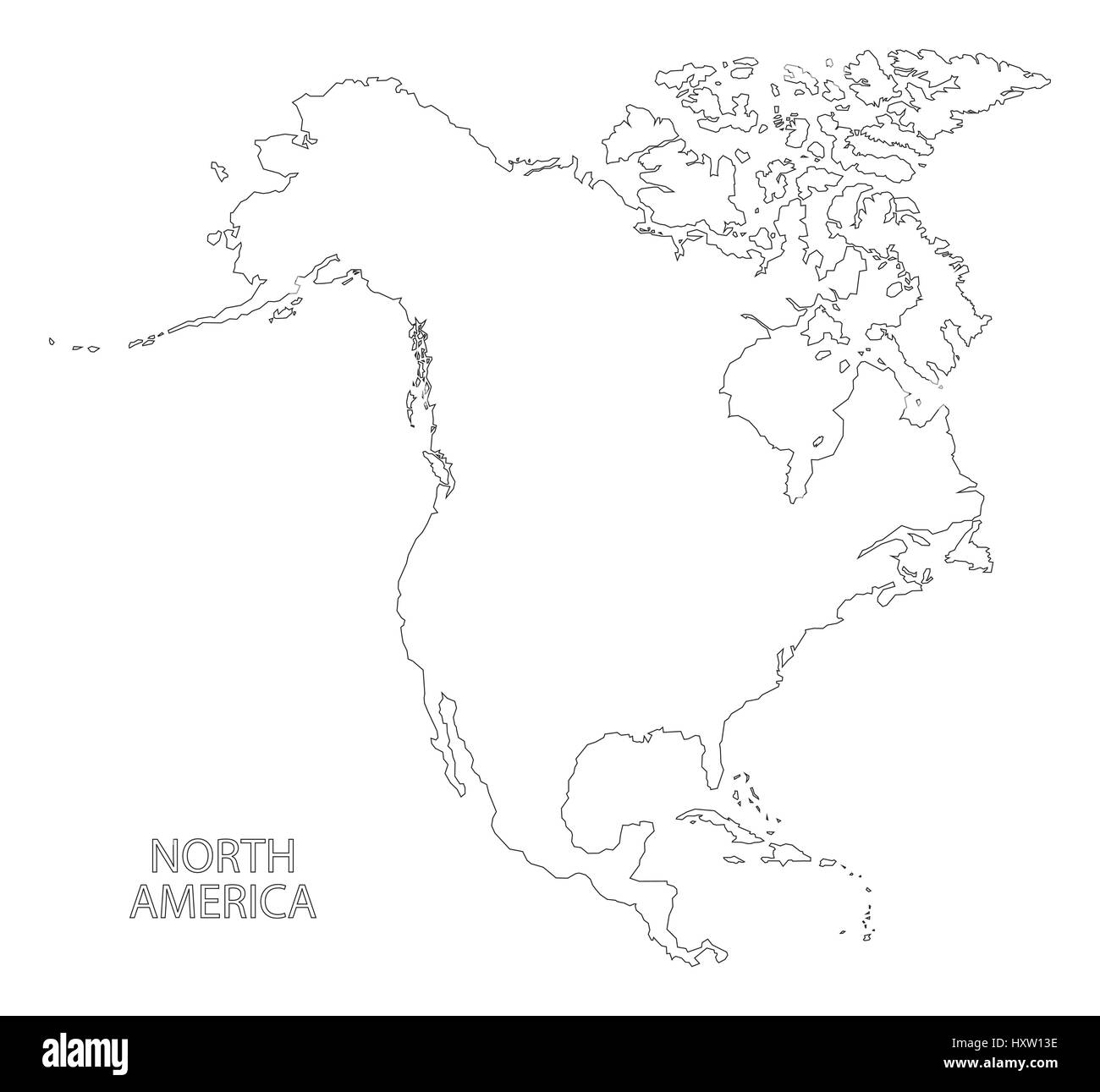 North America Outline Silhouette Map Illustration Stock Vector Image U0026 Art Alamy