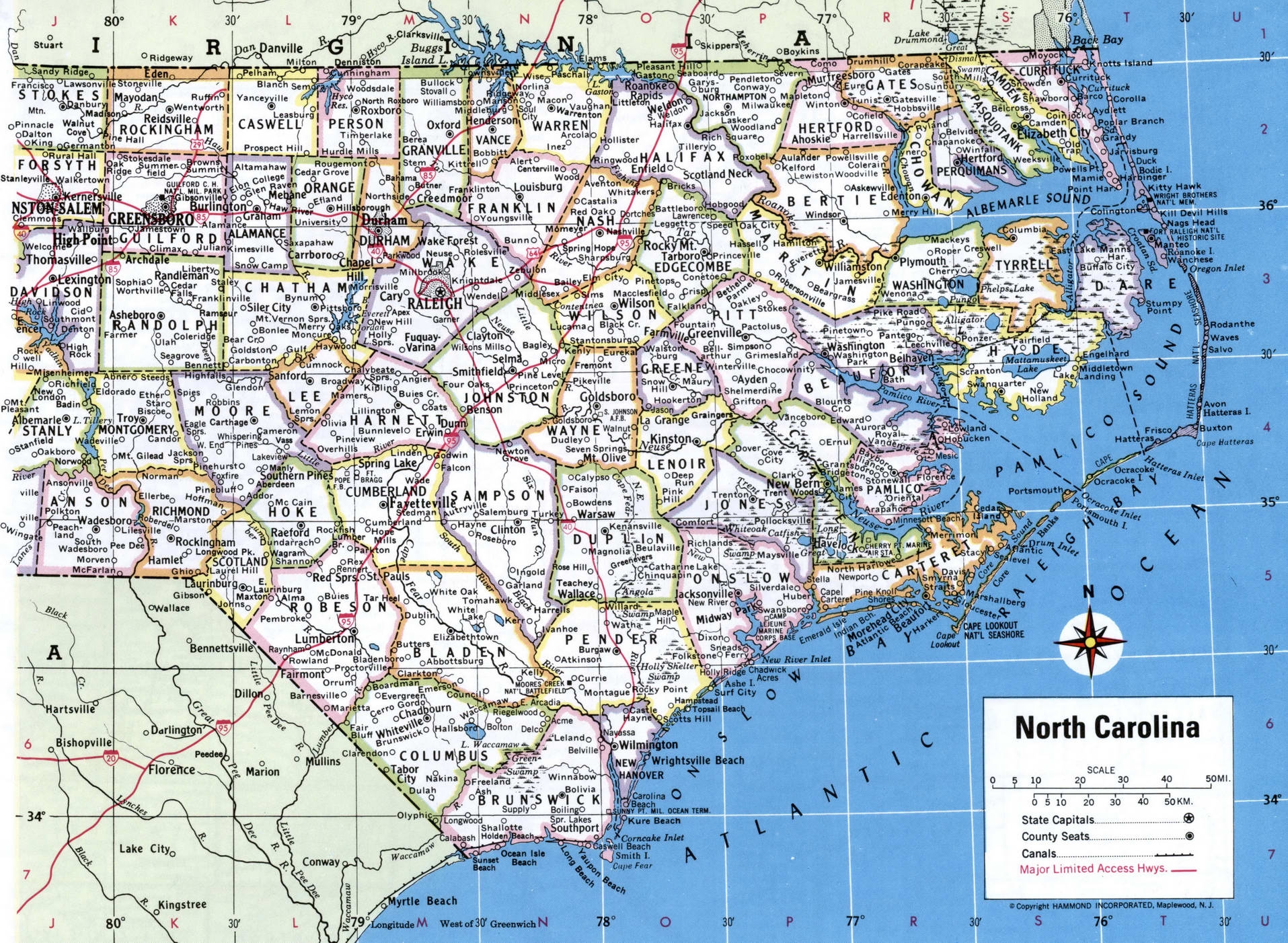 North Carolina Map With Counties Free Printable Map Of North Carolina Counties And Cities