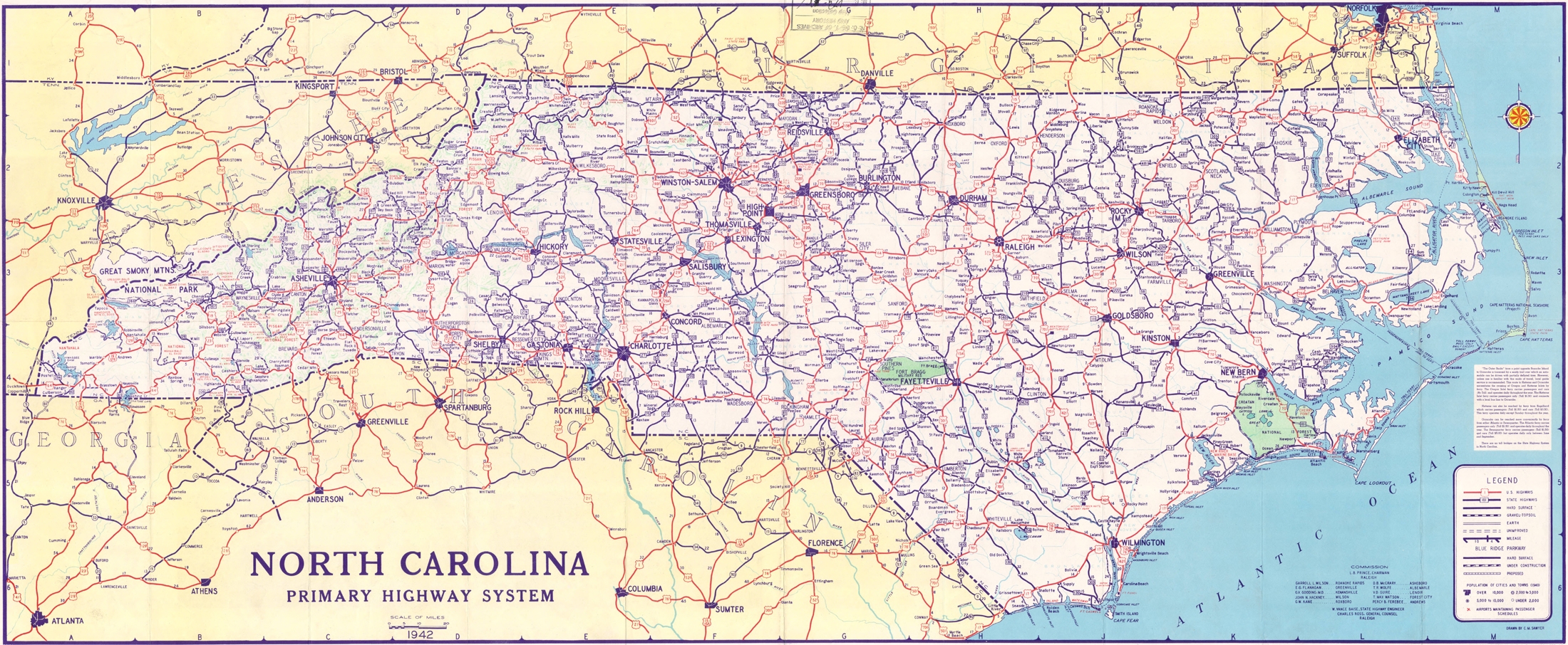 North Carolina Roads U0026 Highways NC Road Map 1942