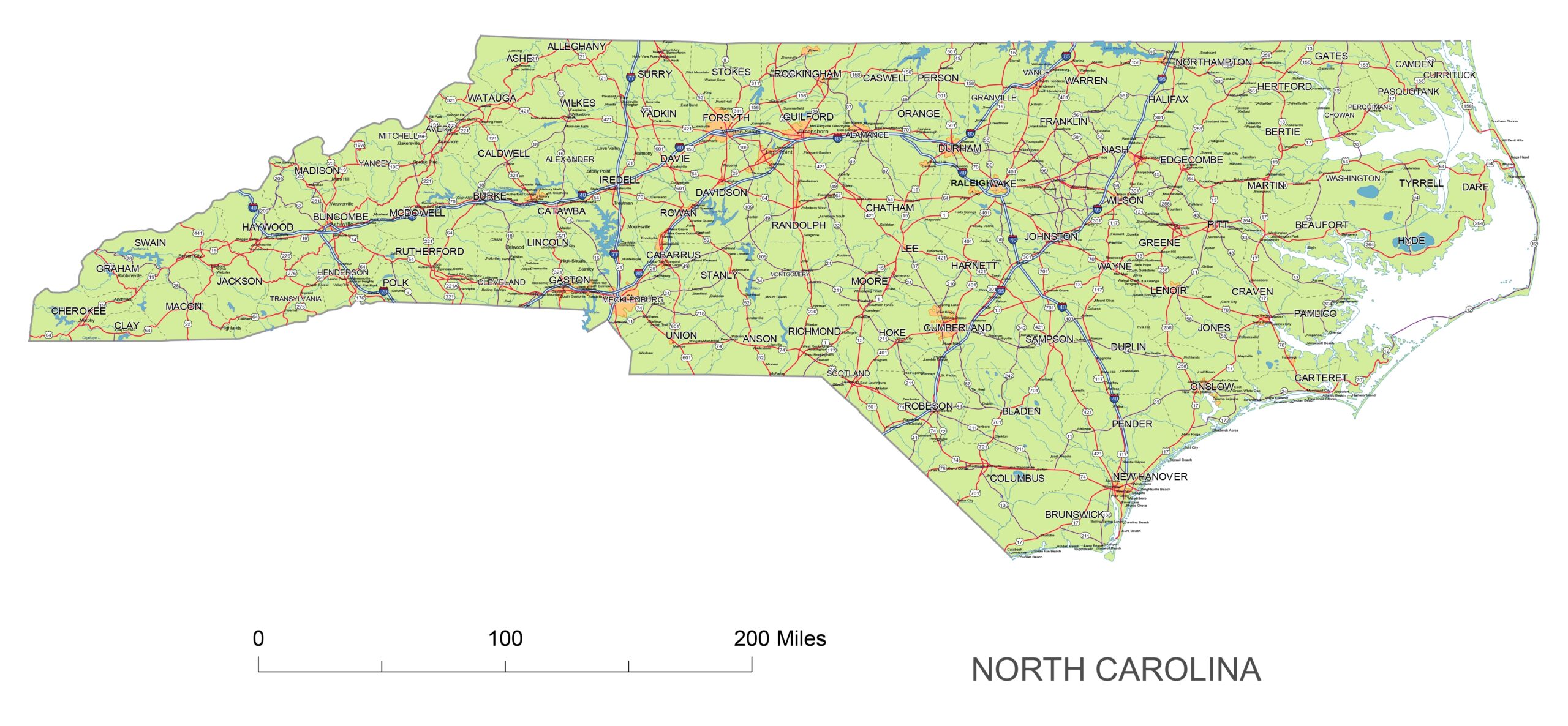 North Carolina State Vector Road Map A Map Of NC Includes North Carolina State Vector Road Map A Map Of NC Includes