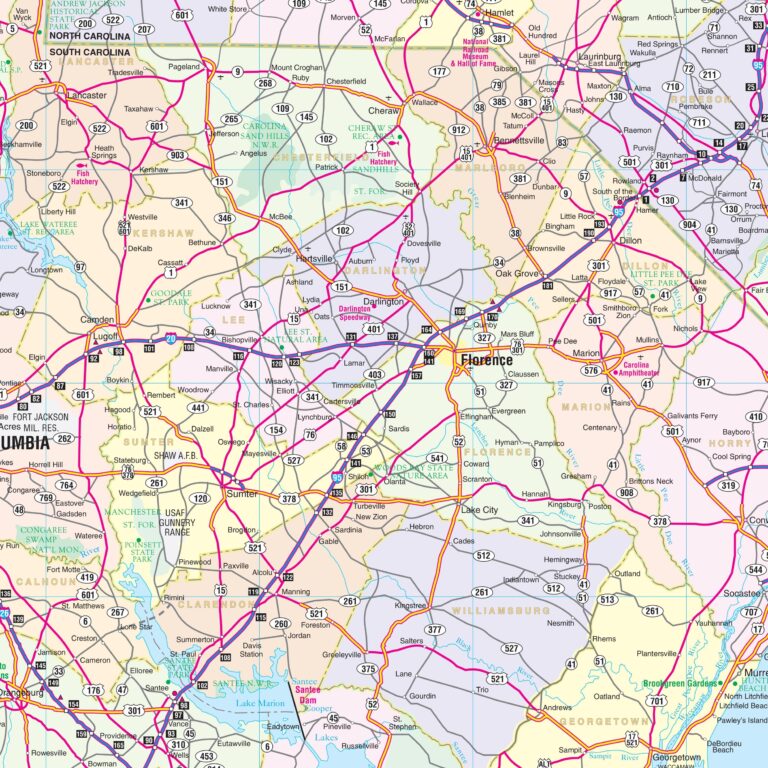 North U0026 South Carolina Regional Wall Map By Kappa The Map Shop