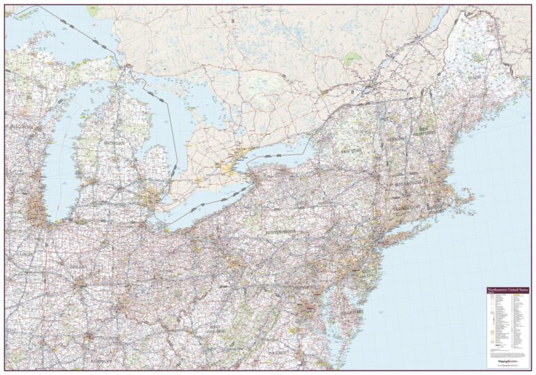 Northeastern United States Wall Map By Mapping Specialists The Map Shop