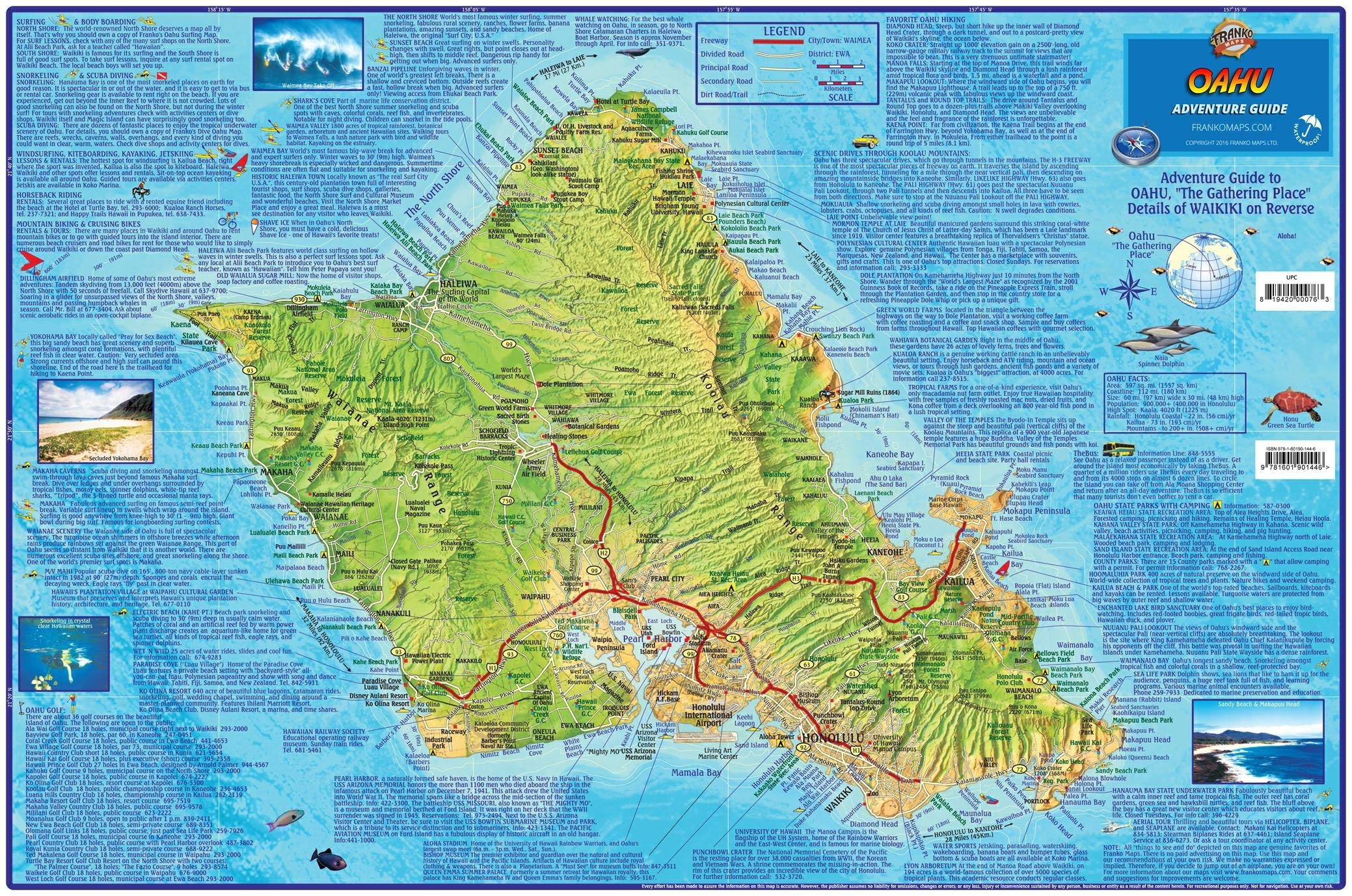 Oahu Hawaii Adventure Map Franko Maps Laminated Poster Franko Maps Ltd 9781601901569 Amazon Books