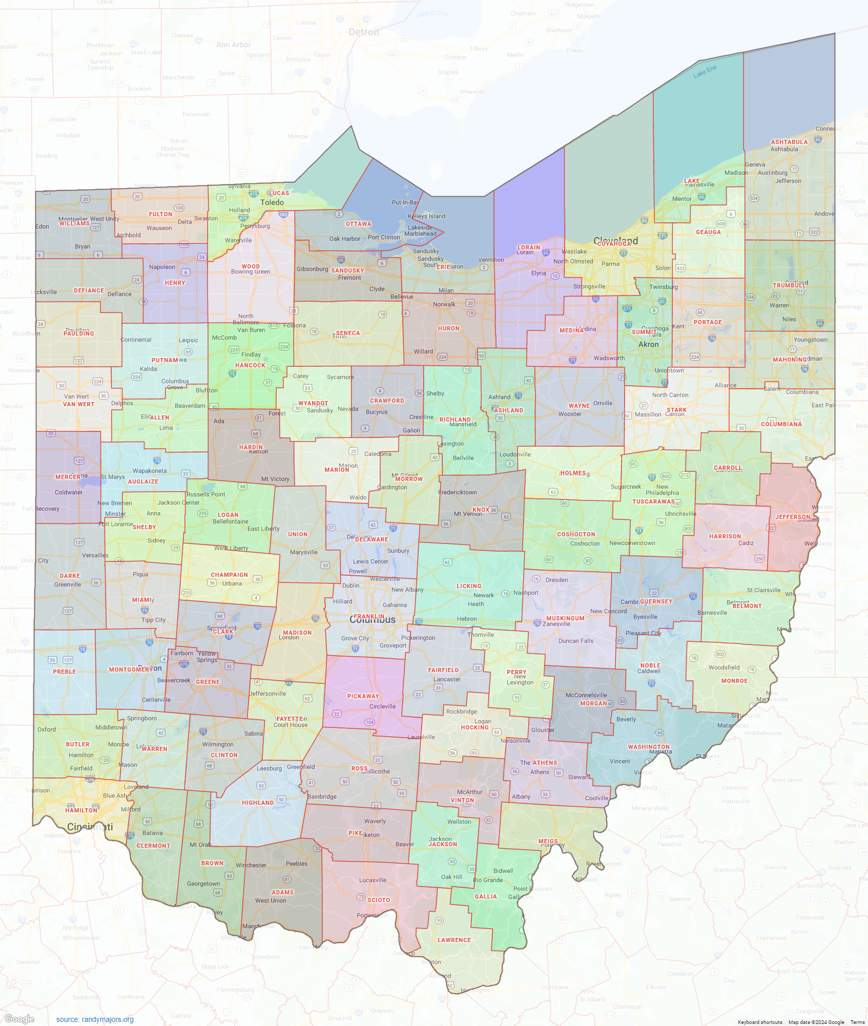 Ohio County Map Shown On Google Maps