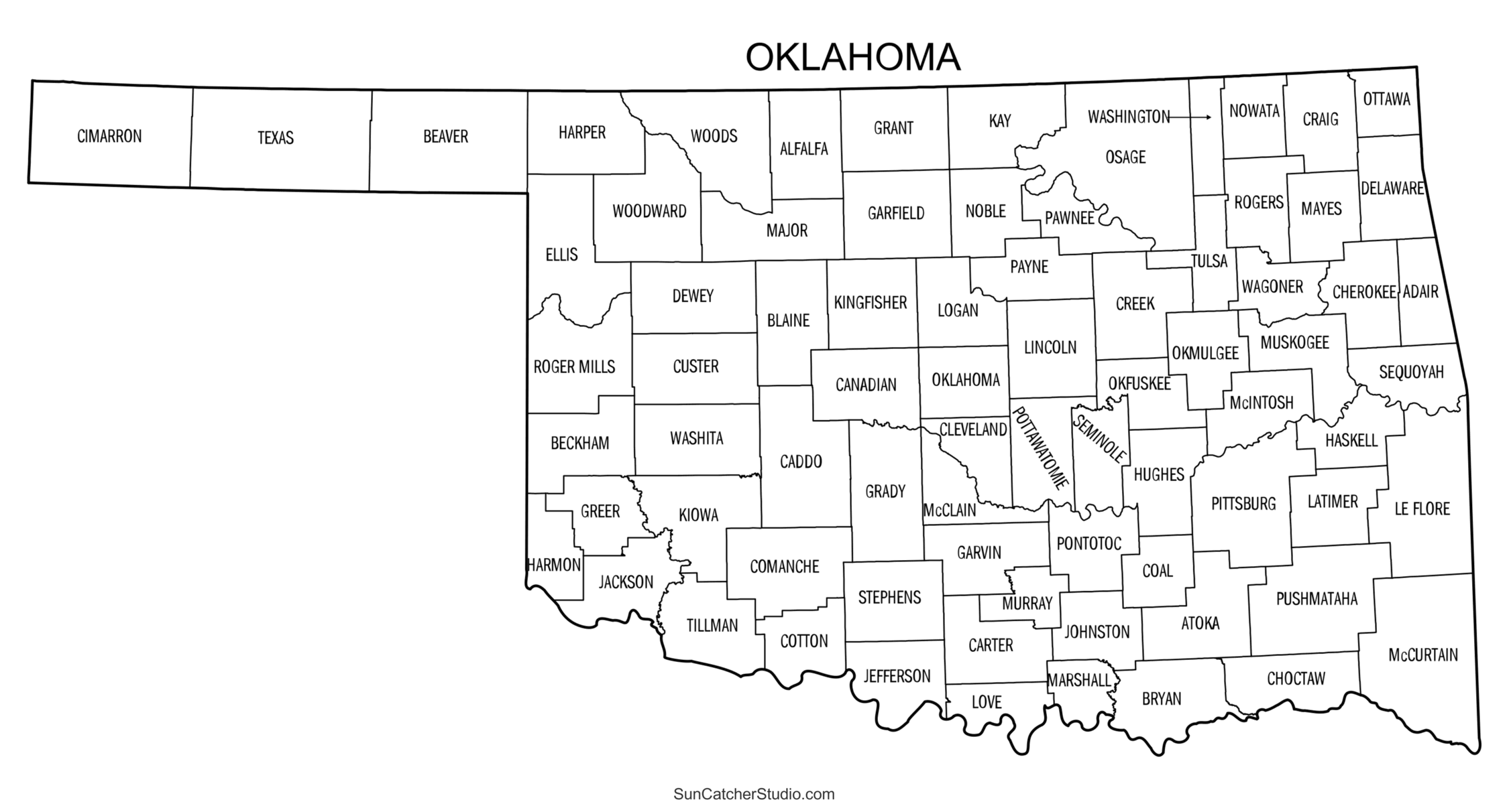 Oklahoma County Map Printable State Map With County Lines Free Printables Monograms Design Tools Patterns U0026 DIY Projects