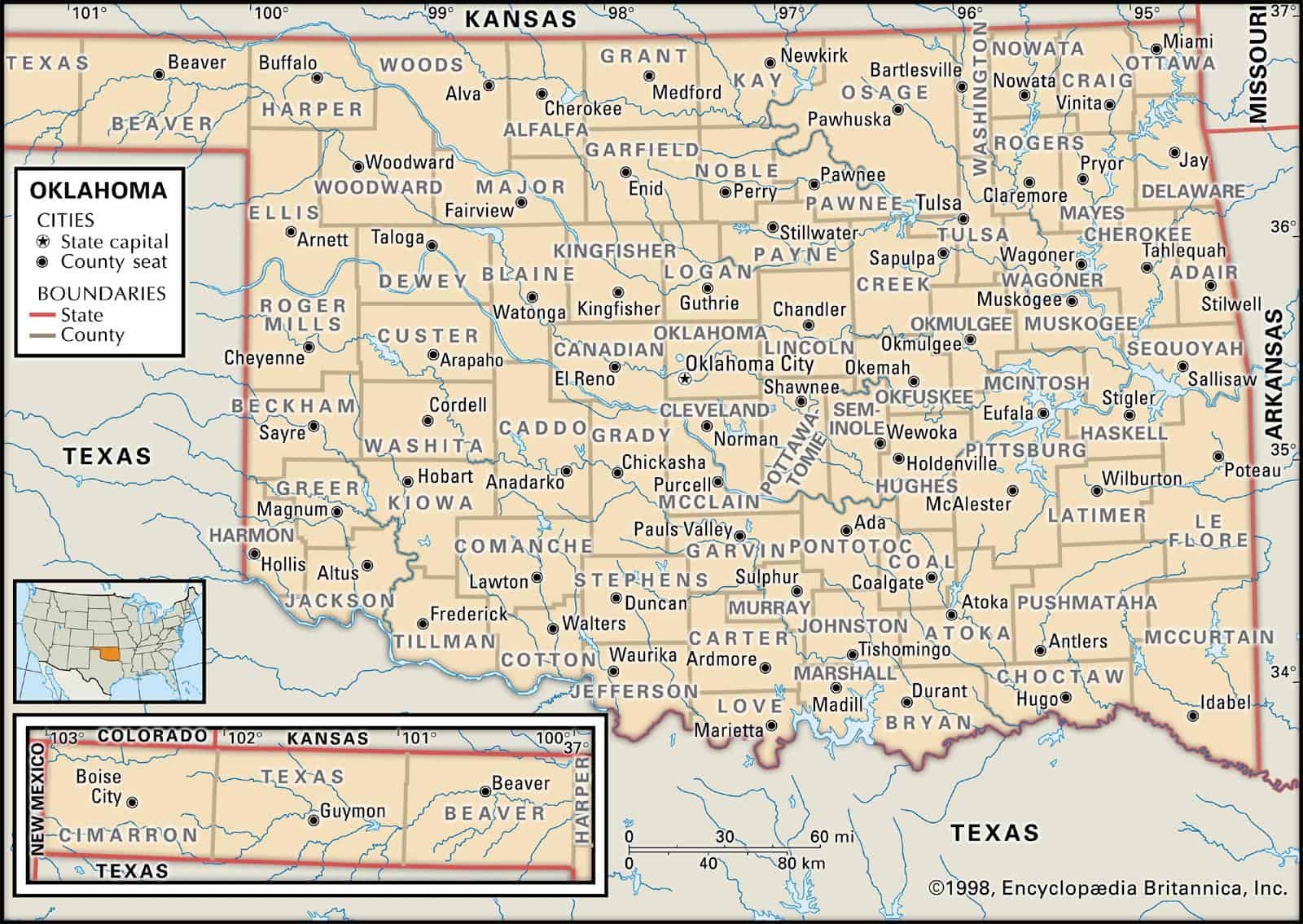 Printable Map Of Oklahoma Counties