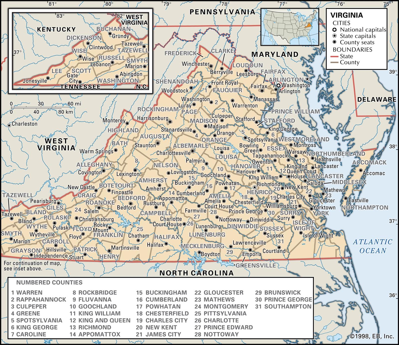 Old Historical City County And State Maps Of Virginia