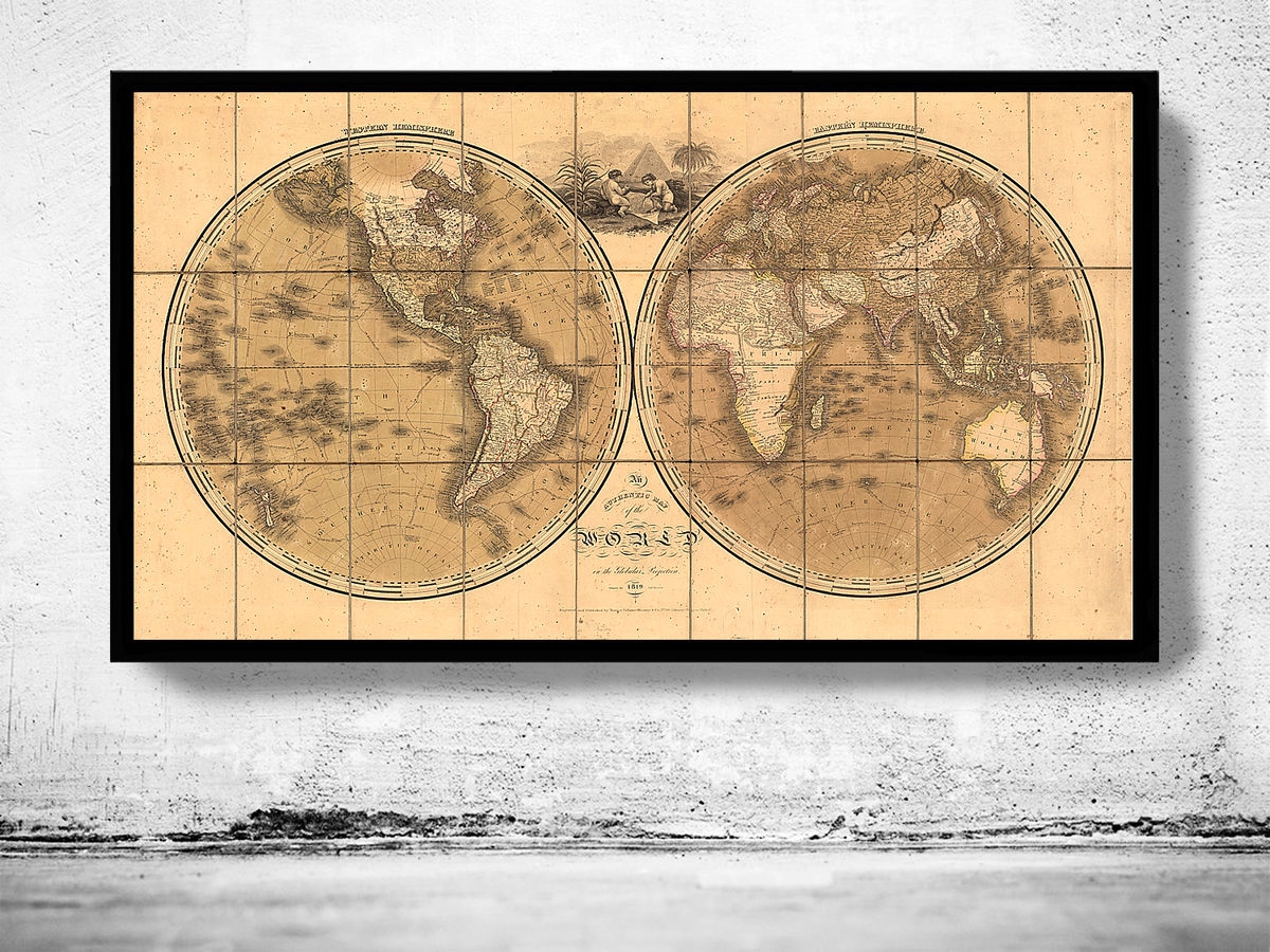 Old Map Of The World 1819 Vintage World Vintage Map Wall Map Print VINTAGE MAPS AND PRINTS
