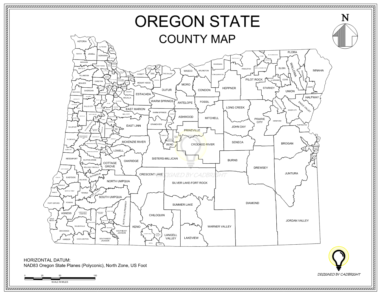 Oregon County Map In AutoCAD Format