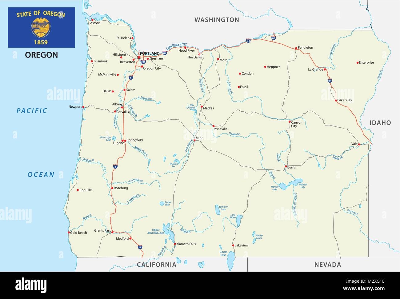 Printable Oregon Map With Cities