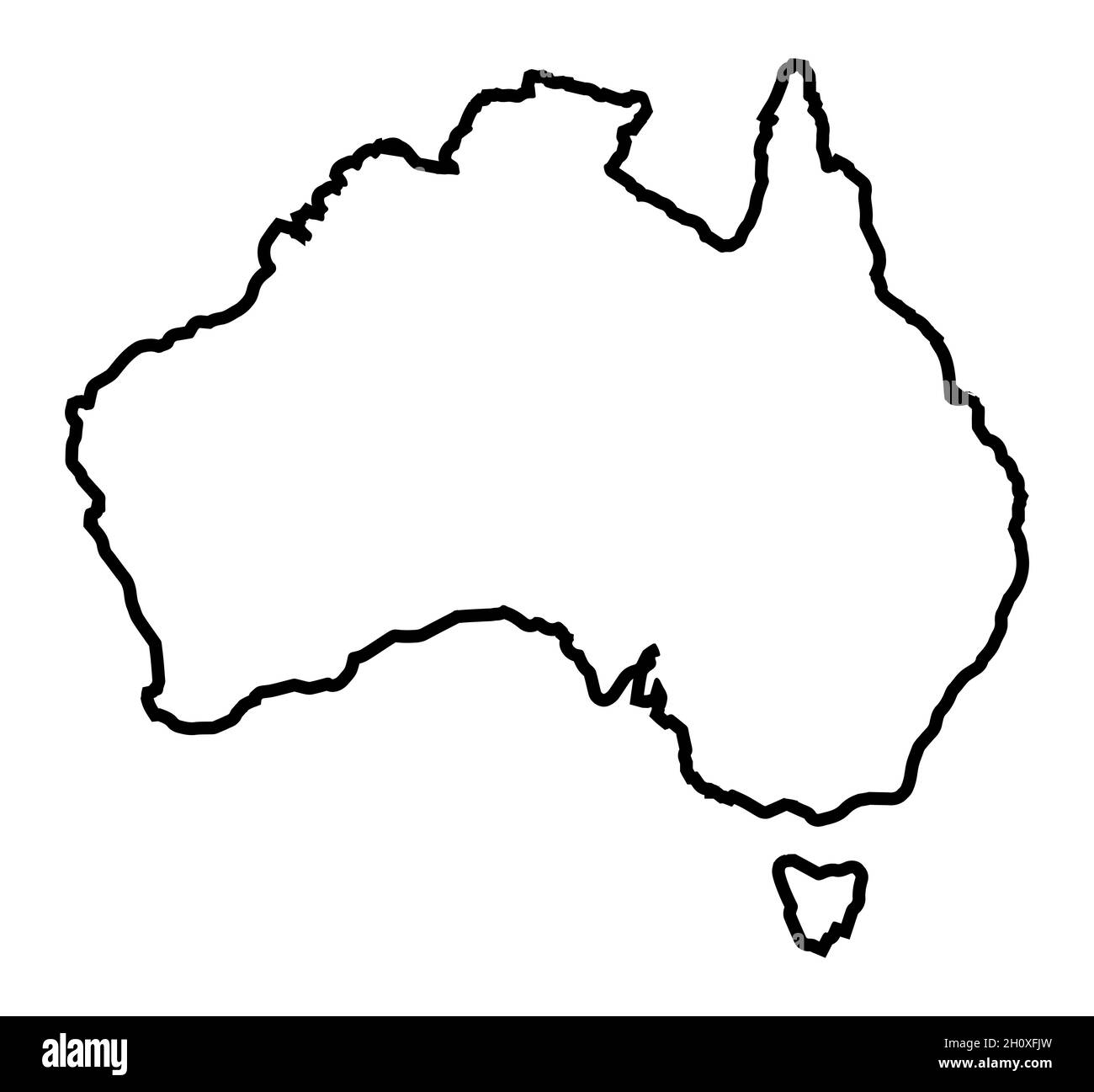 Outline Border Map Of Australia Over A White Background Stock 