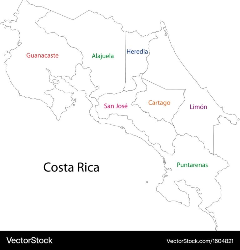 Outline Costa Rica Map Royalty Free Vector Image
