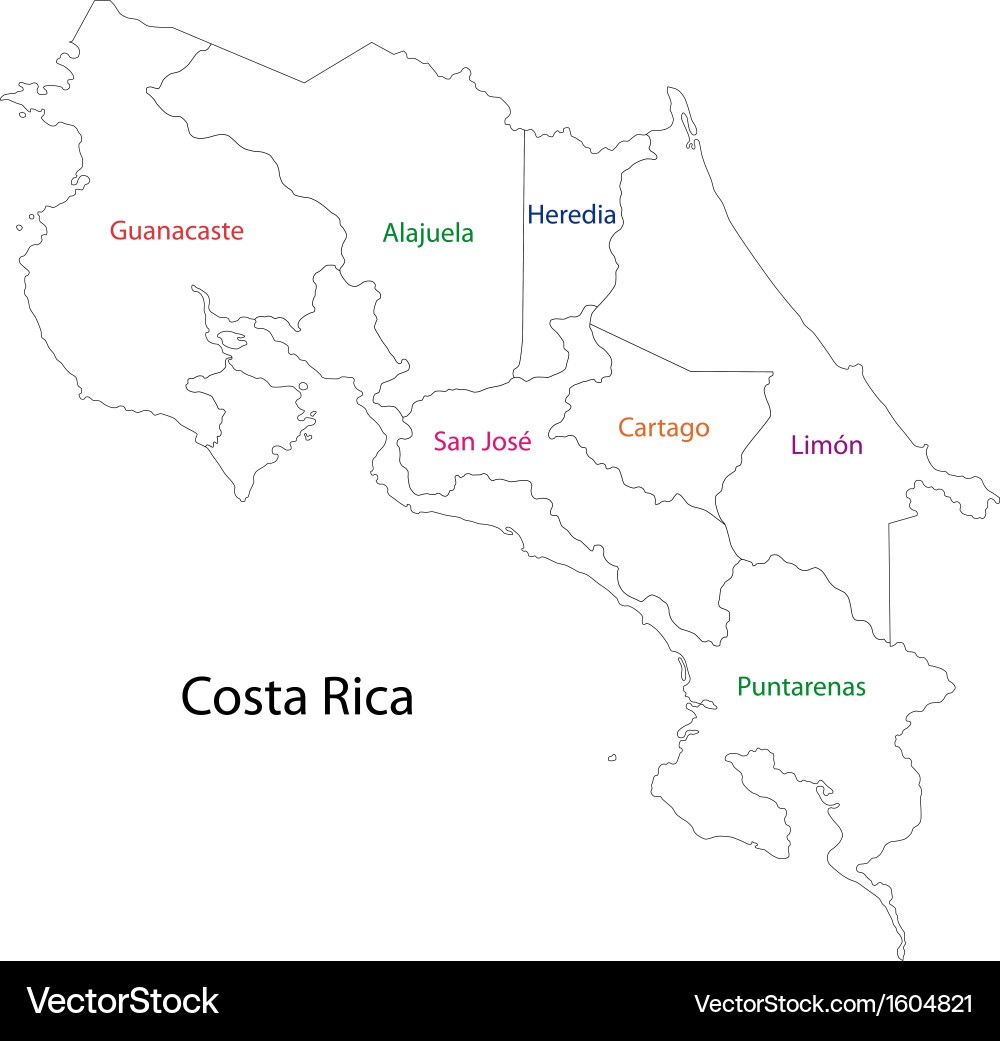Outline Costa Rica Map Royalty Free Vector Image