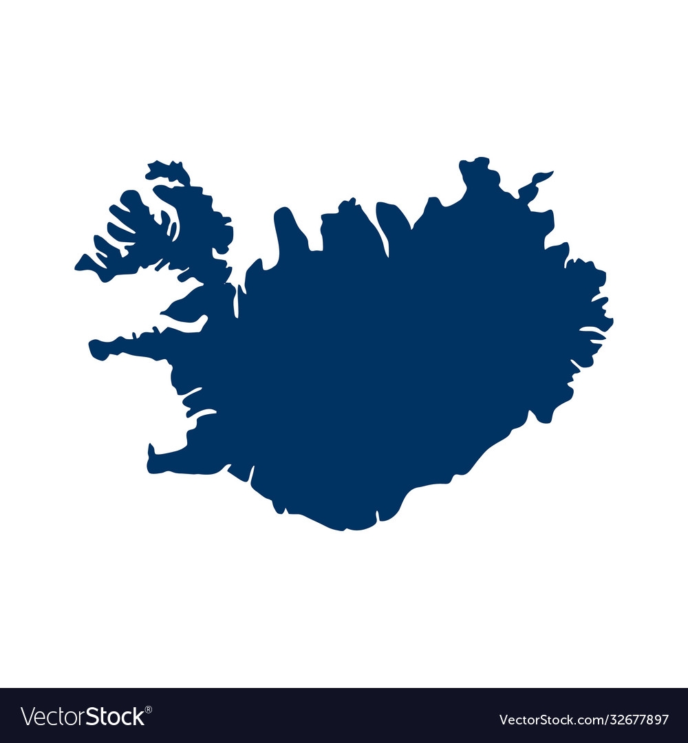 Outline Map Iceland Isolated Royalty Free Vector Image