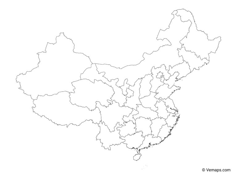 Outline Map Of China With Provinces Free Vector Maps