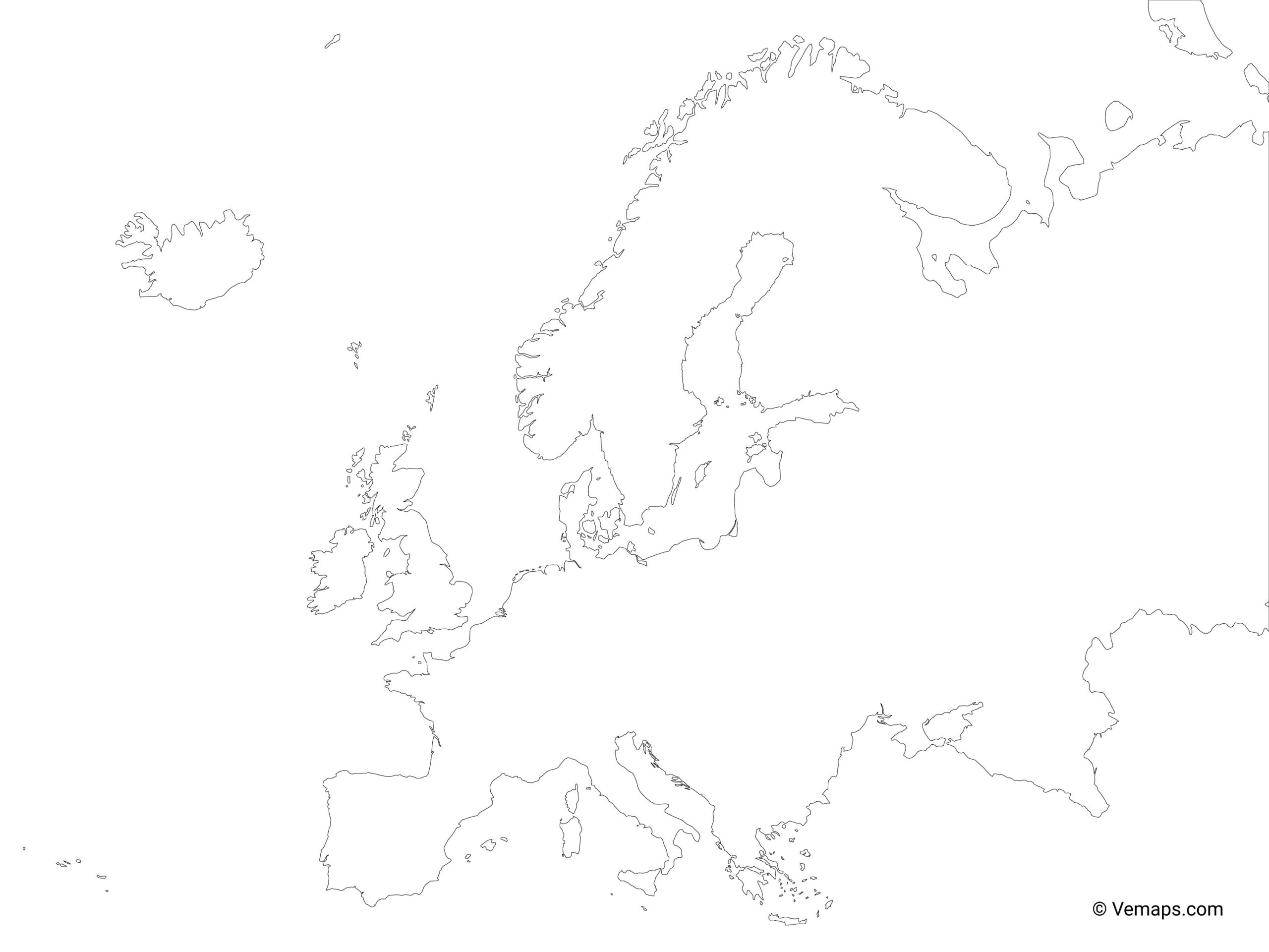 Outline Map Of Europe Free Vector Maps