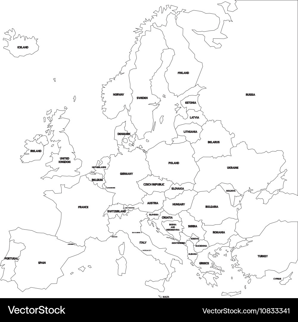 Outline Map Of Europe Royalty Free Vector Image