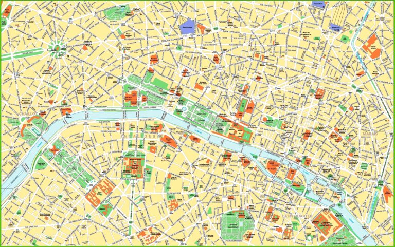 Paris City Centre Map With Tourist Attractions And Sightseeings 