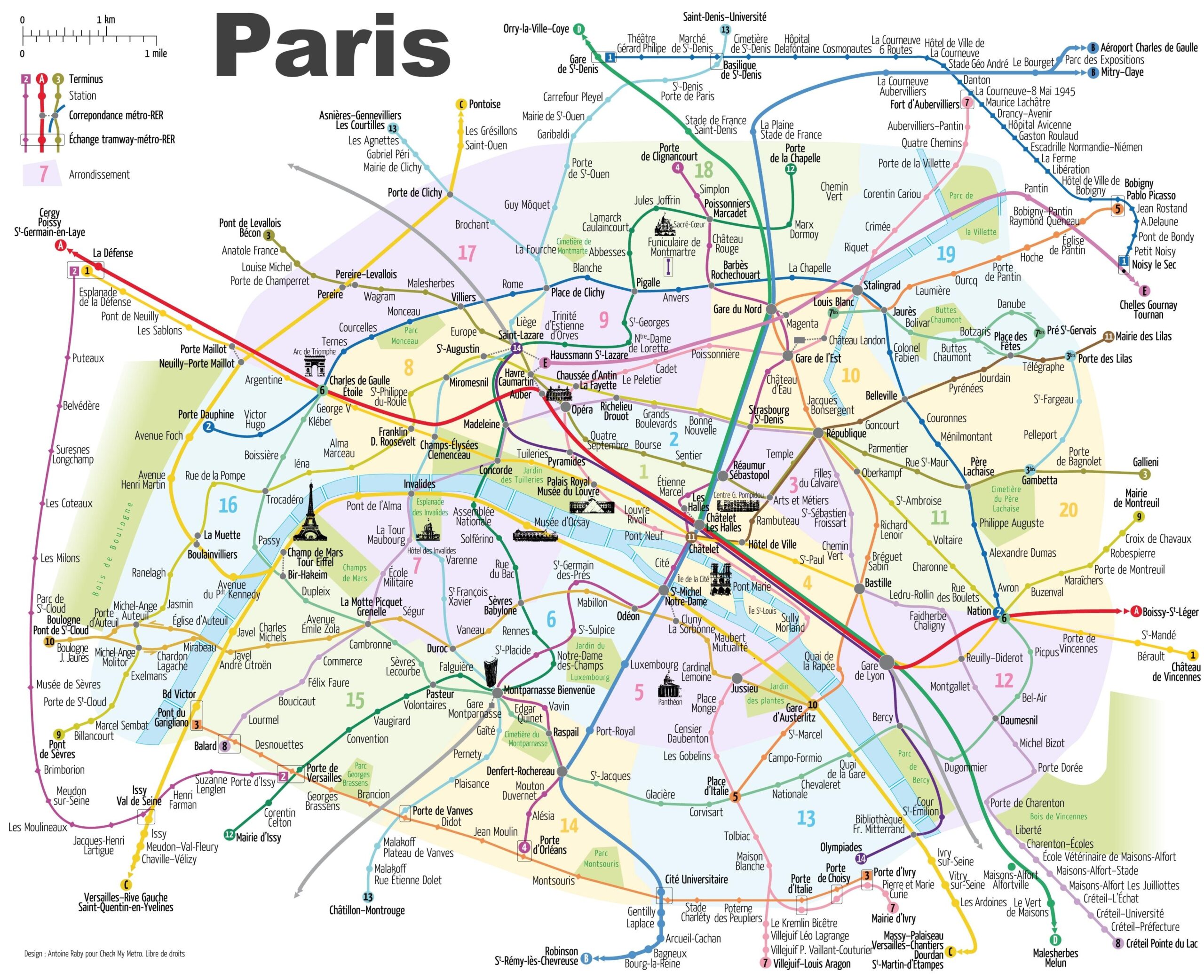 Paris Metro Map With Attractions Paris Tube Map With Attractions Worksheets Library