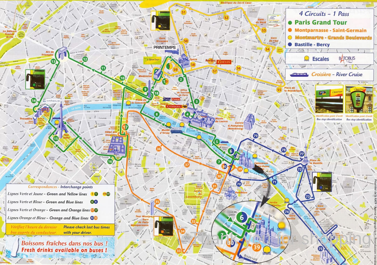 Paris Tourist Map In French Movie Poster 24x36 24