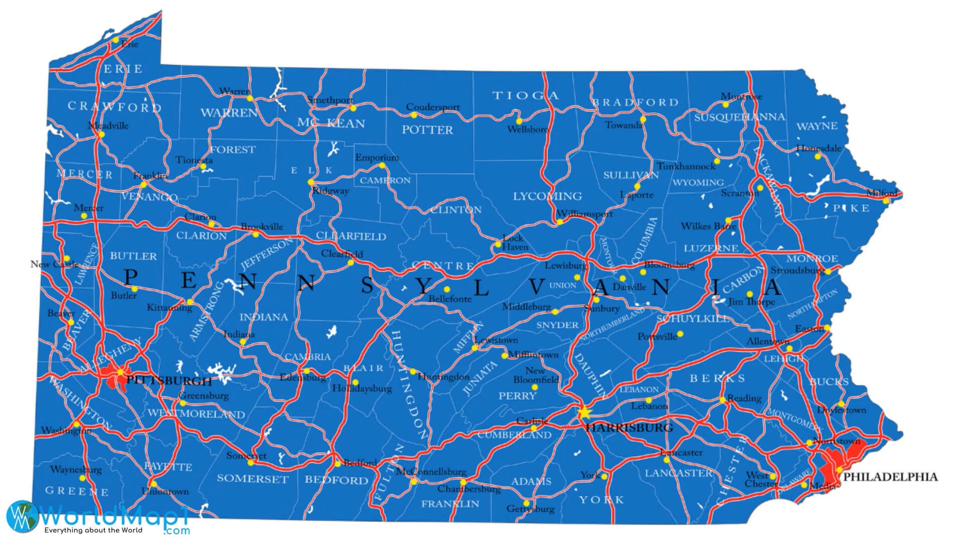 Pennsylvania Map And Pennsylvania Satellite Images