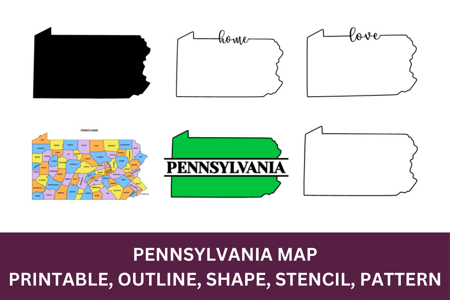Pennsylvania Map Outline Printable State Shape Stencil Pattern Outline Printable State Shape Stencil Pattern