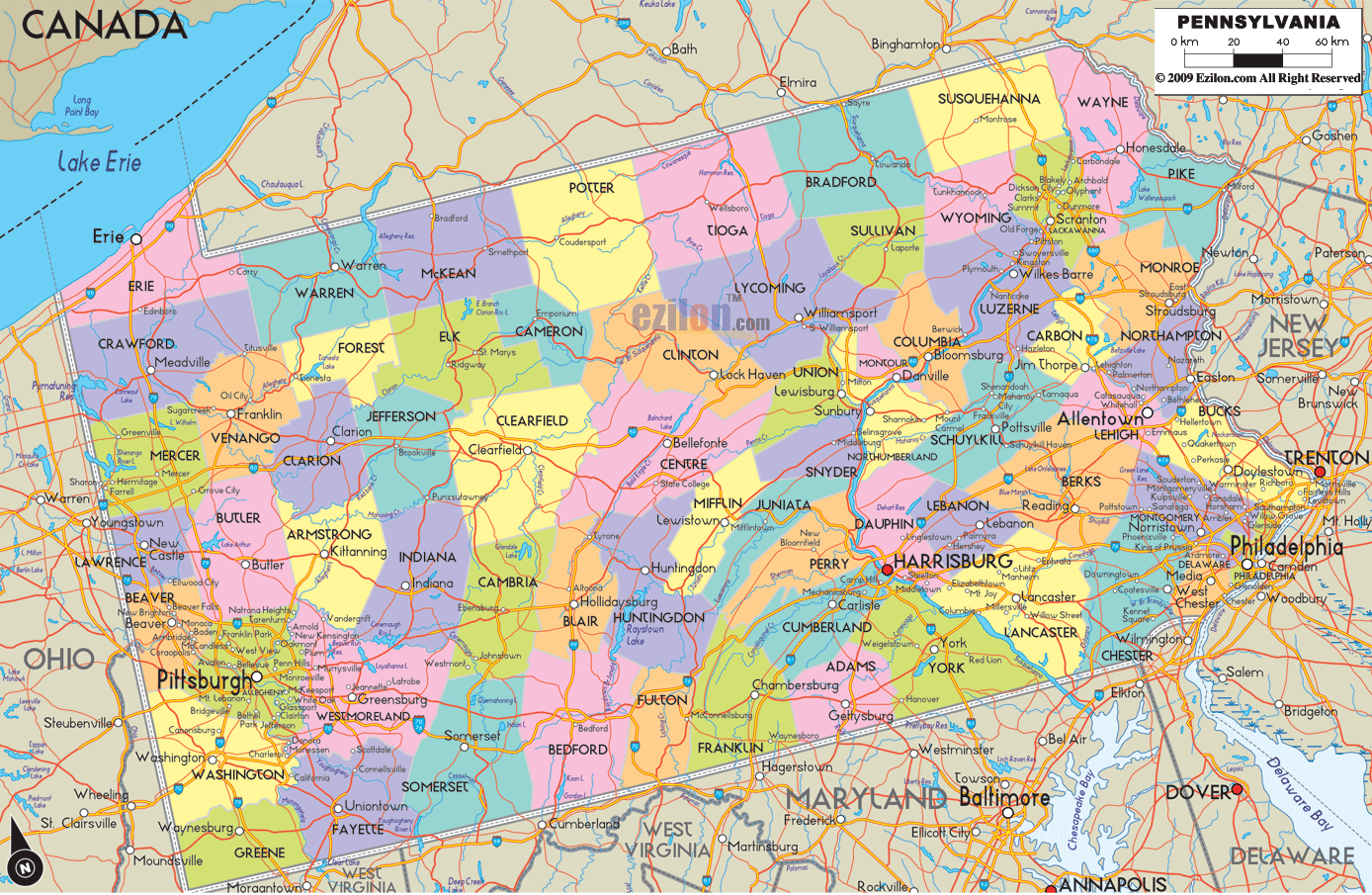 Pennsylvania Printable Map