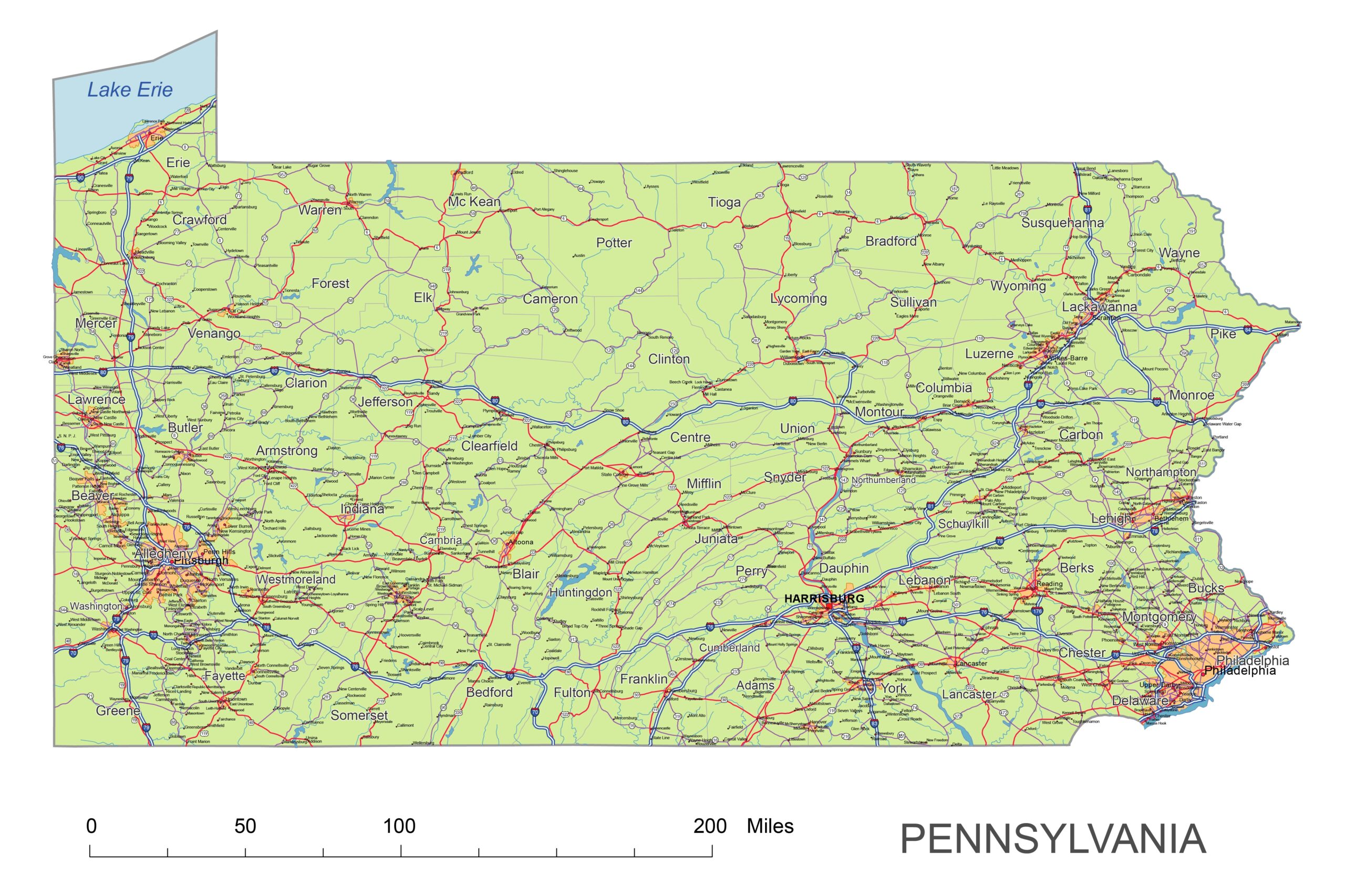 Pennsylvania Road Map Printable Vector Maps Pennsylvania Road Map Printable Vector Maps