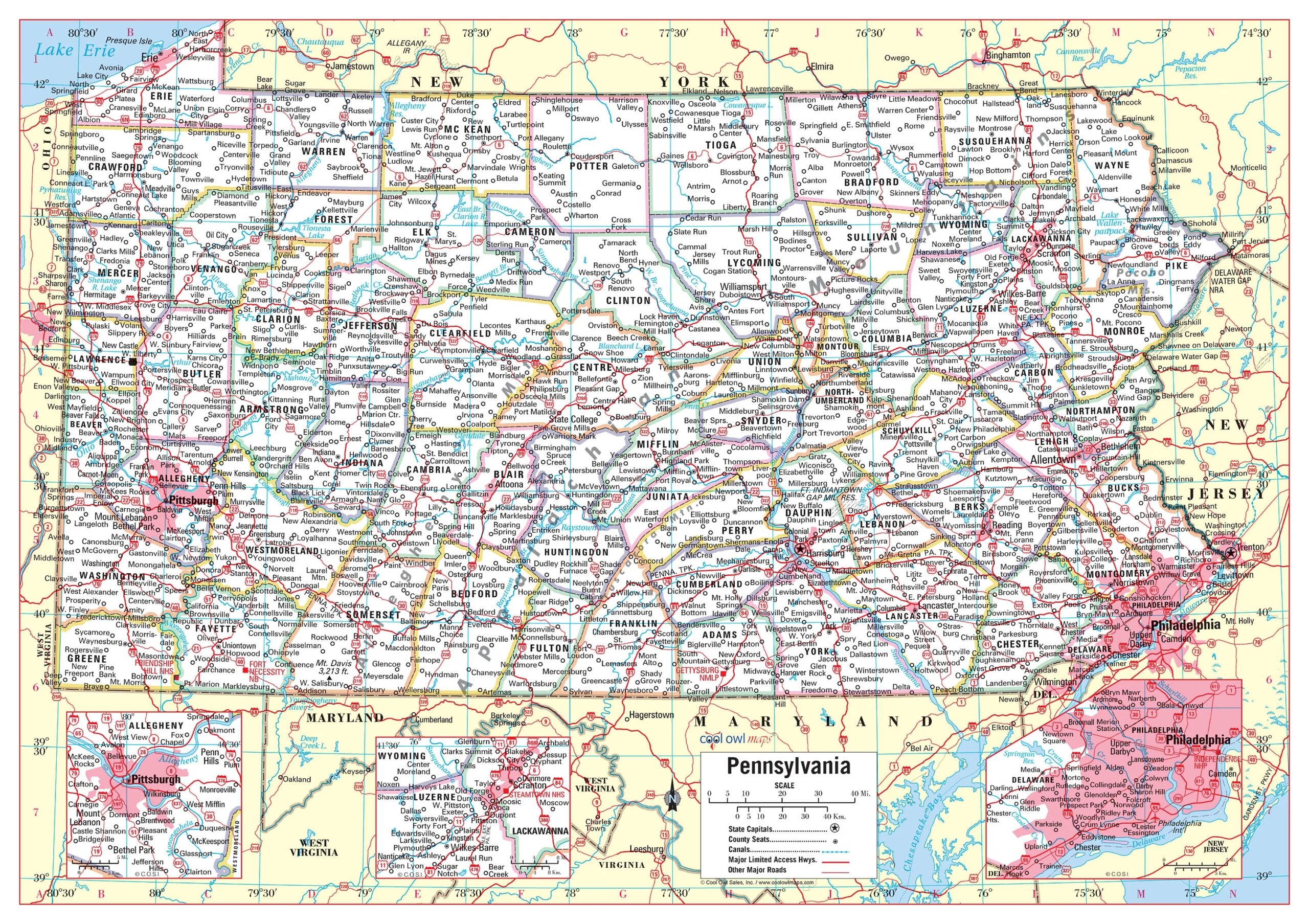 Pennsylvania Printable Map