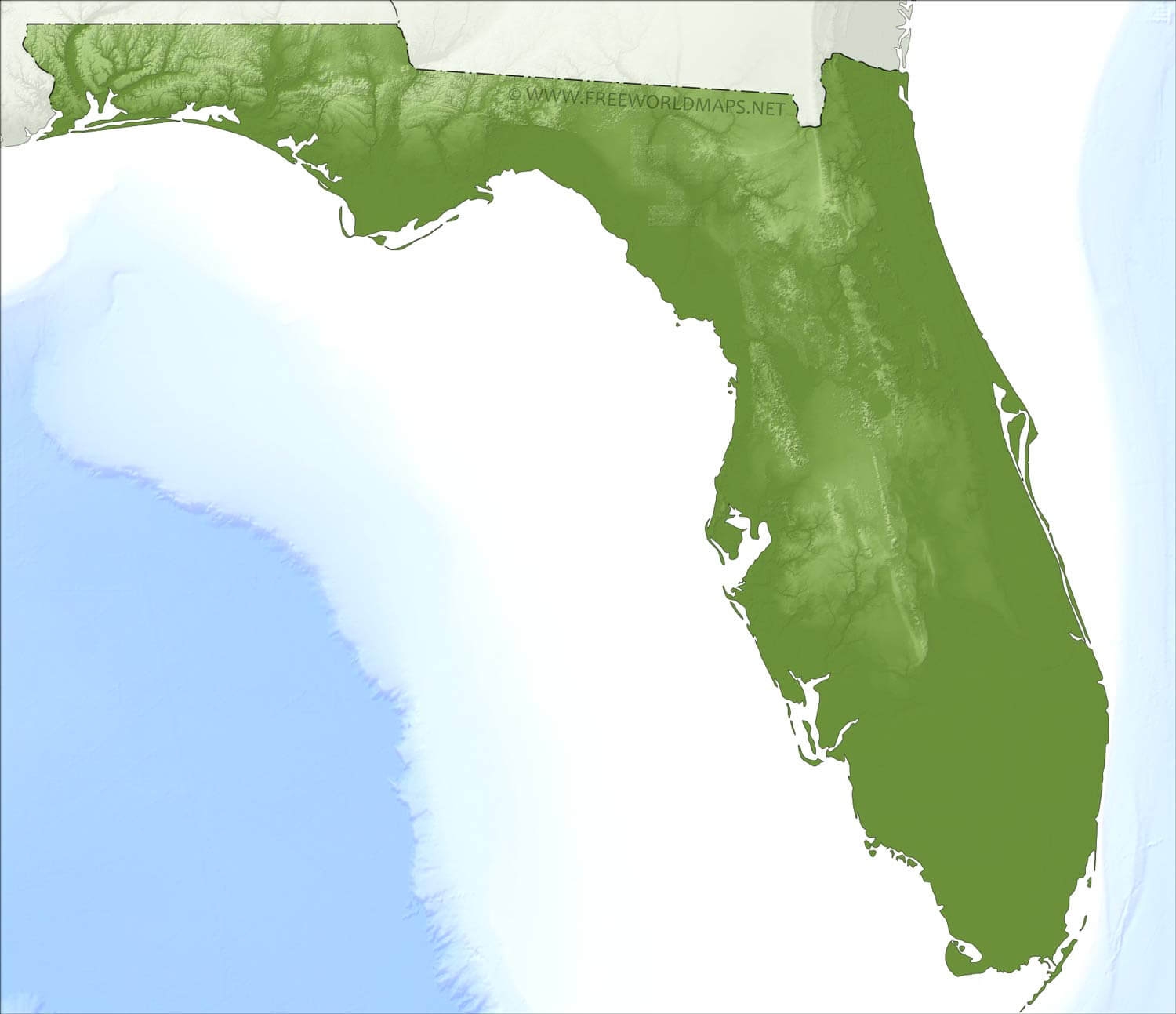 Physical Map Of Florida Physical Map Of Florida
