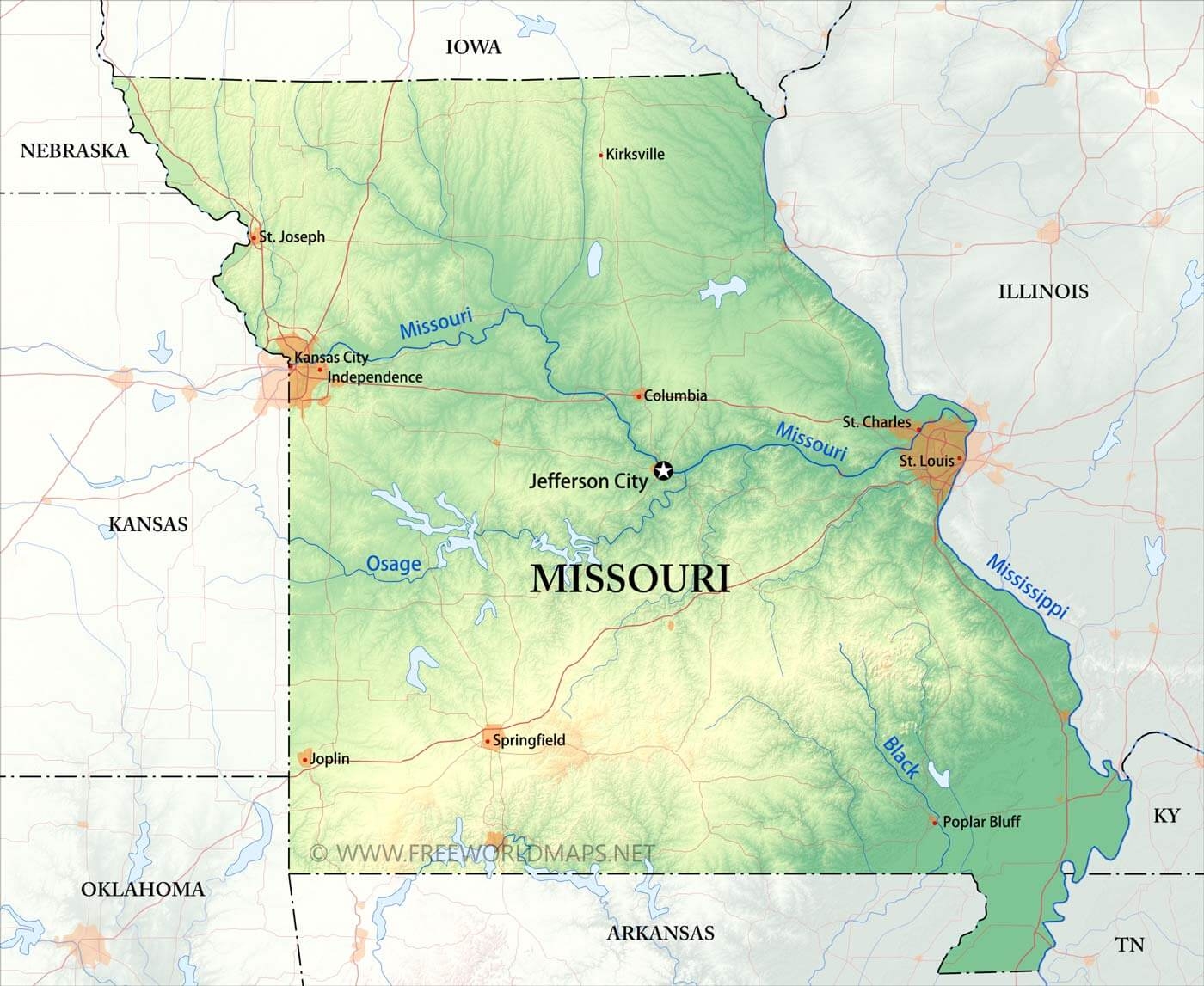 Printable Map Of Missouri Printable Map Of Missouri