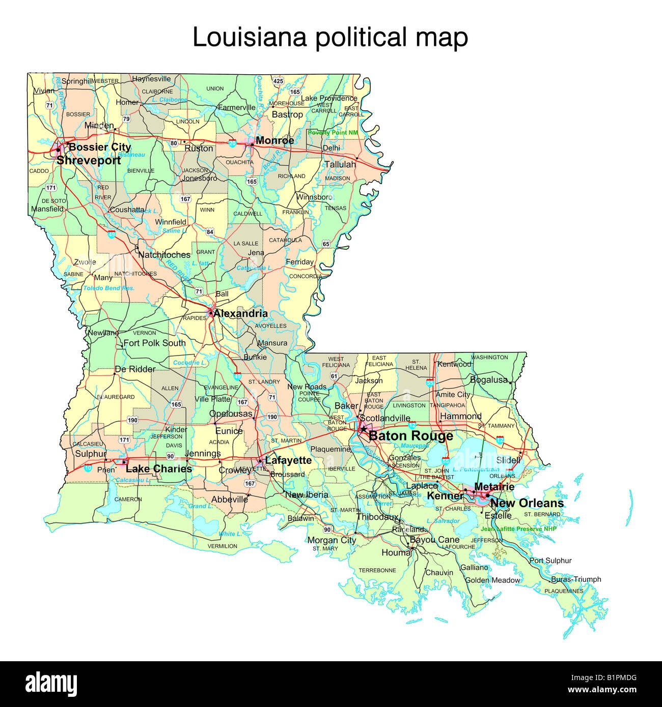 Political Map Louisiana Hi res Stock Photography And Images Alamy