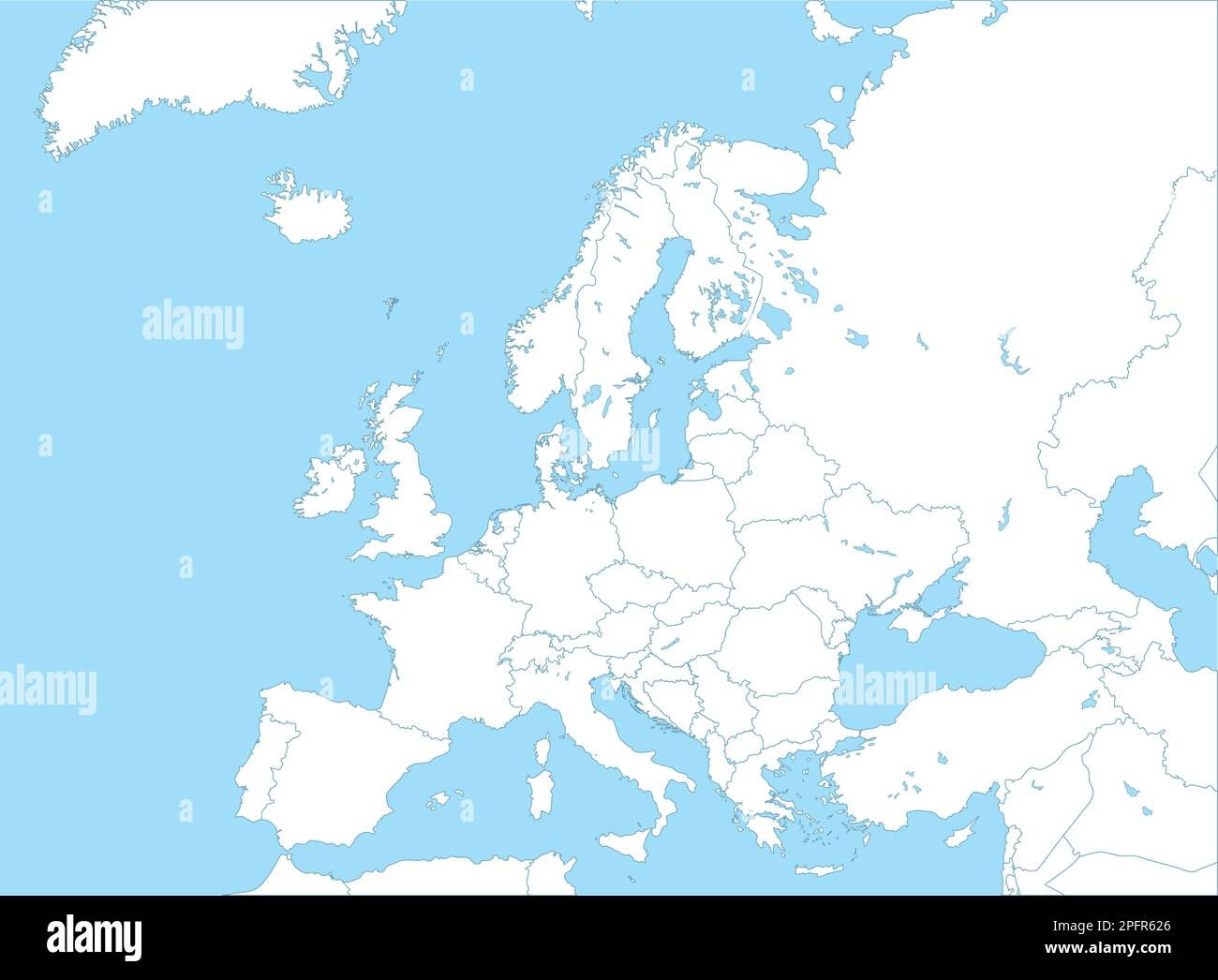 Political Map Of Europe With Borders Of The Regions Stock Vector Image U0026 Art Alamy