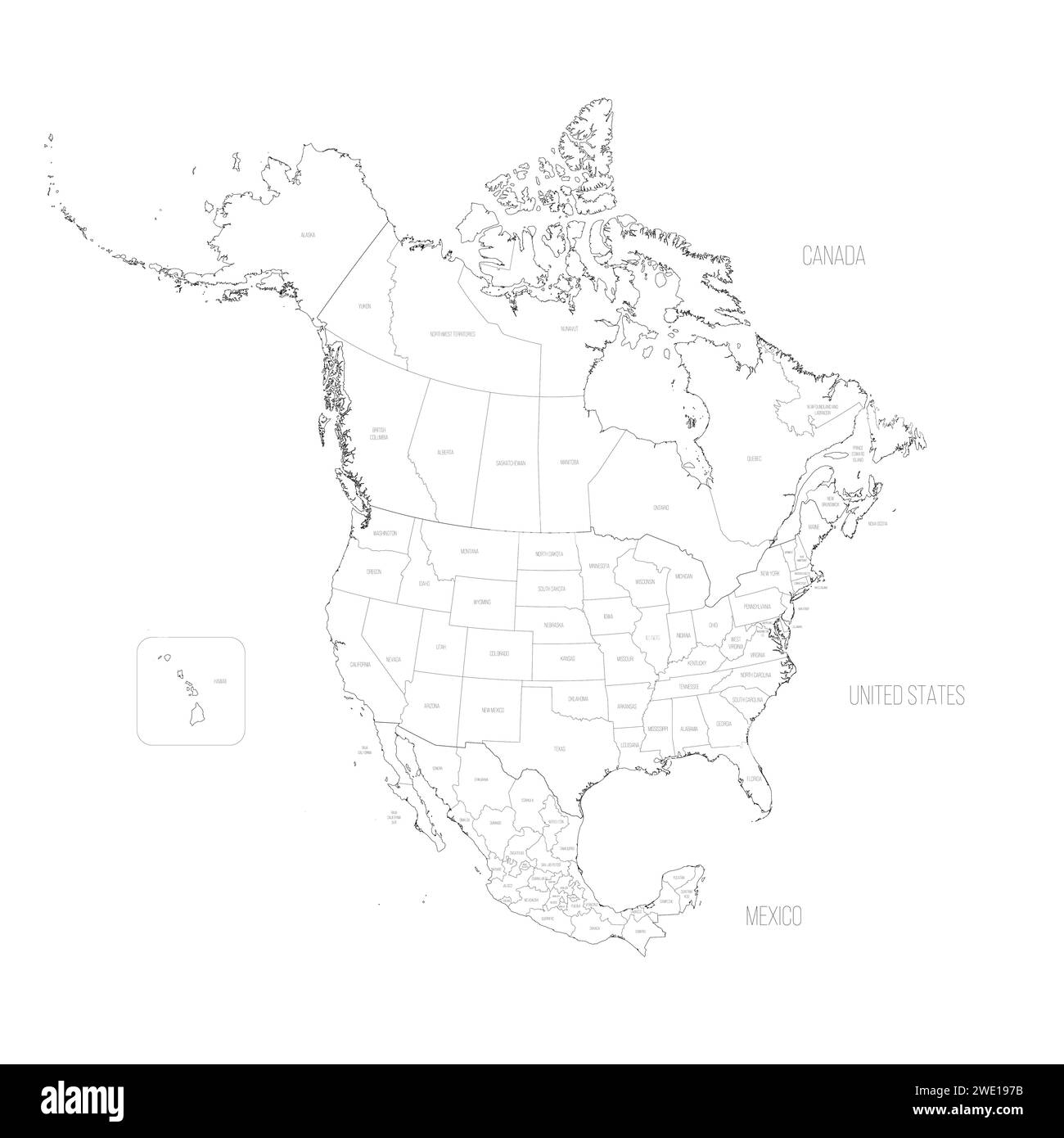 Political Map Of North American Countries Canada United States Of 
