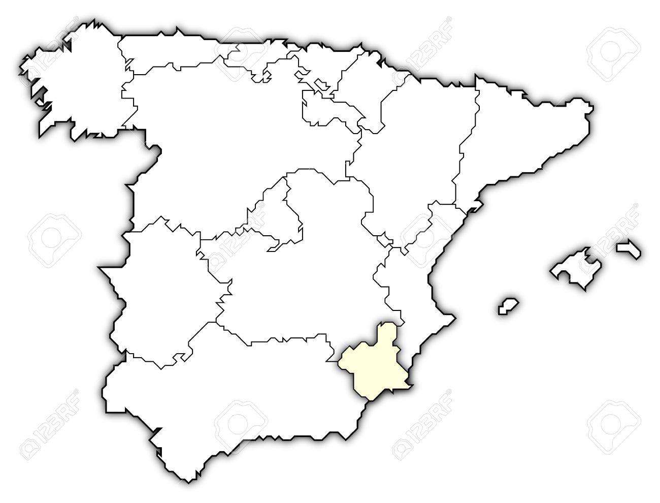 Political Map Of Spain With The Several Regions Where Murcia Is 