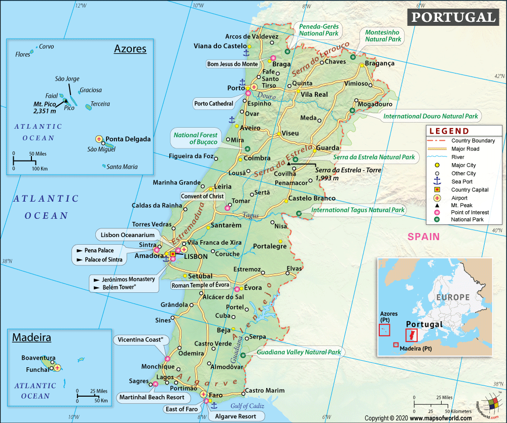 Printable Map Of Portugal Printable Map Of Portugal