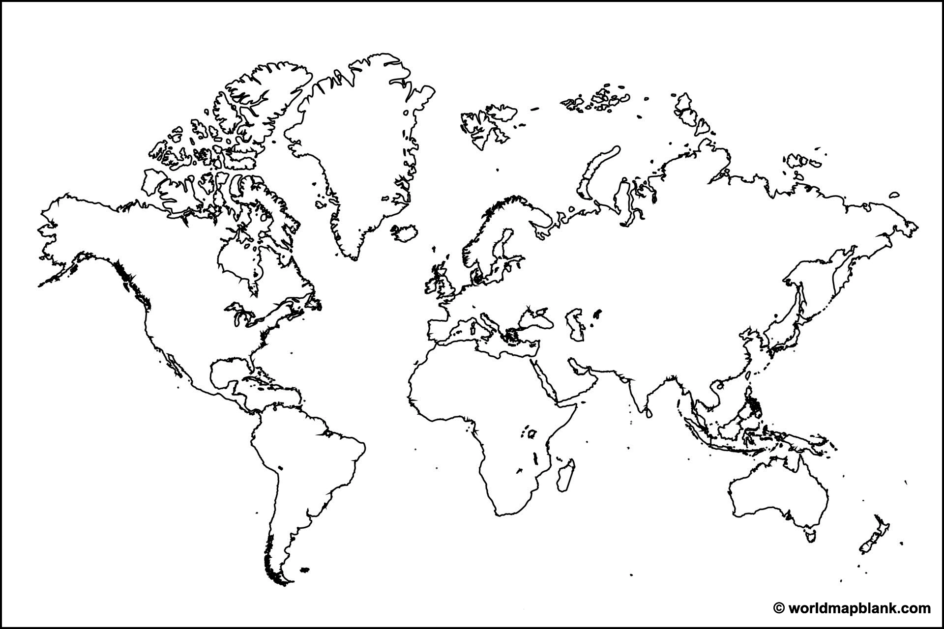 Printable Blank World Map Outline Countries Image PDF 
