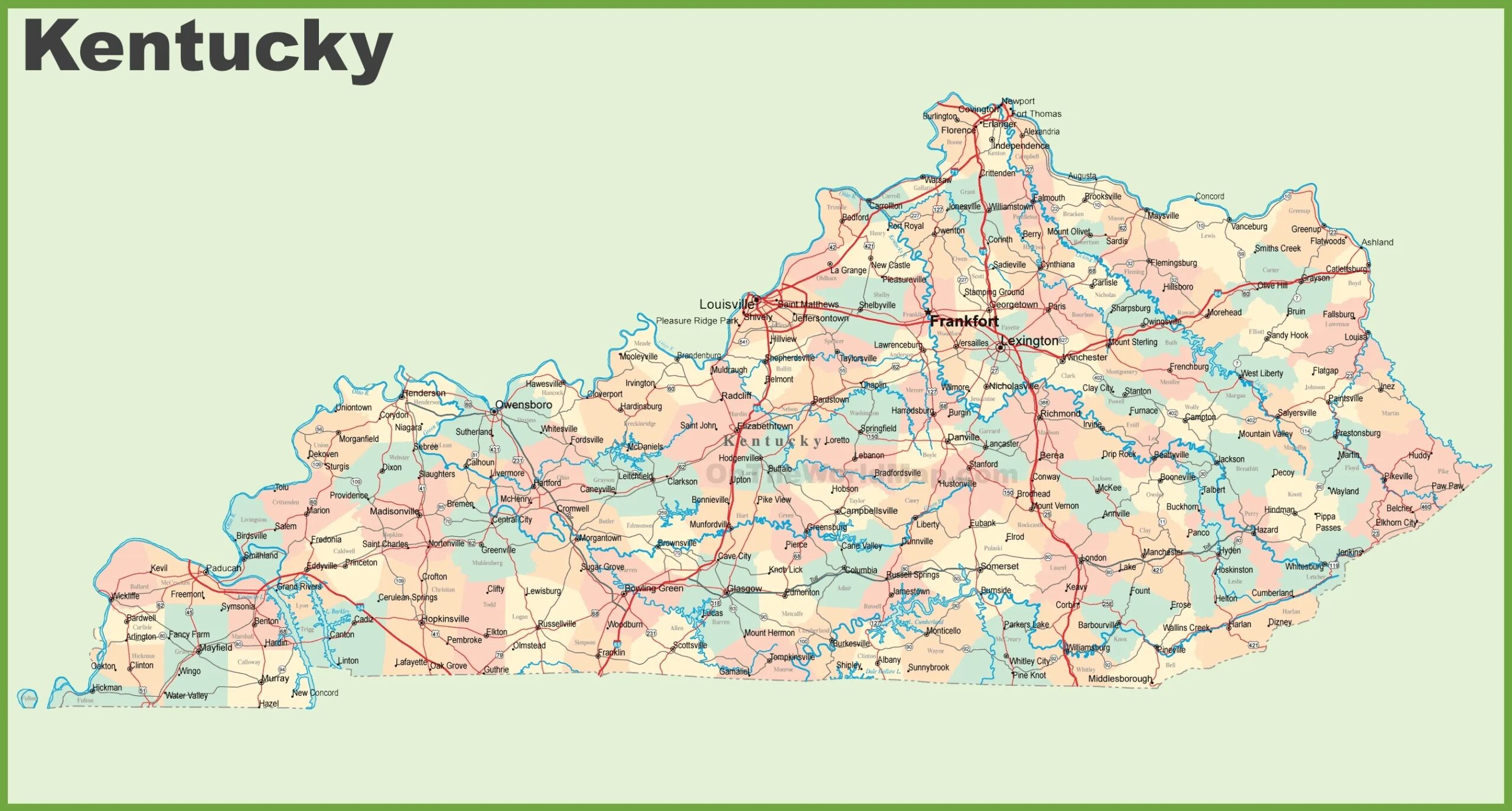 Printable County Map Of Kentucky Printable Story Prompts