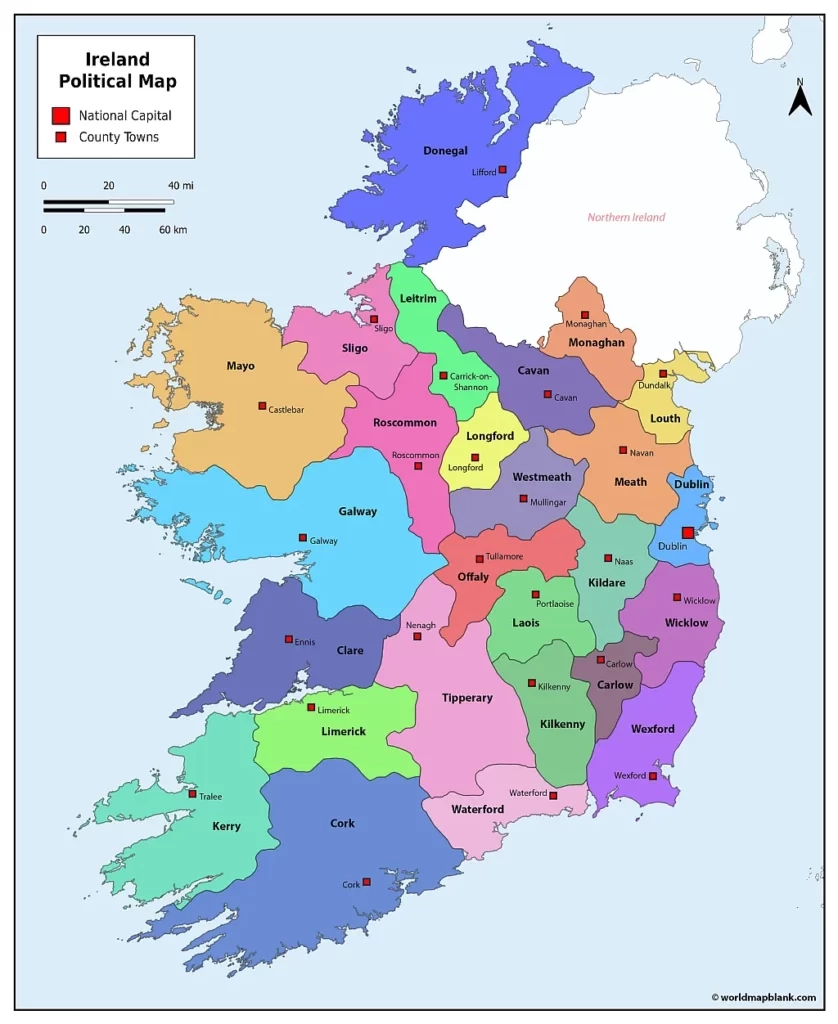 Printable Map Of Ireland With Cities Printable Map Of Ireland With Cities