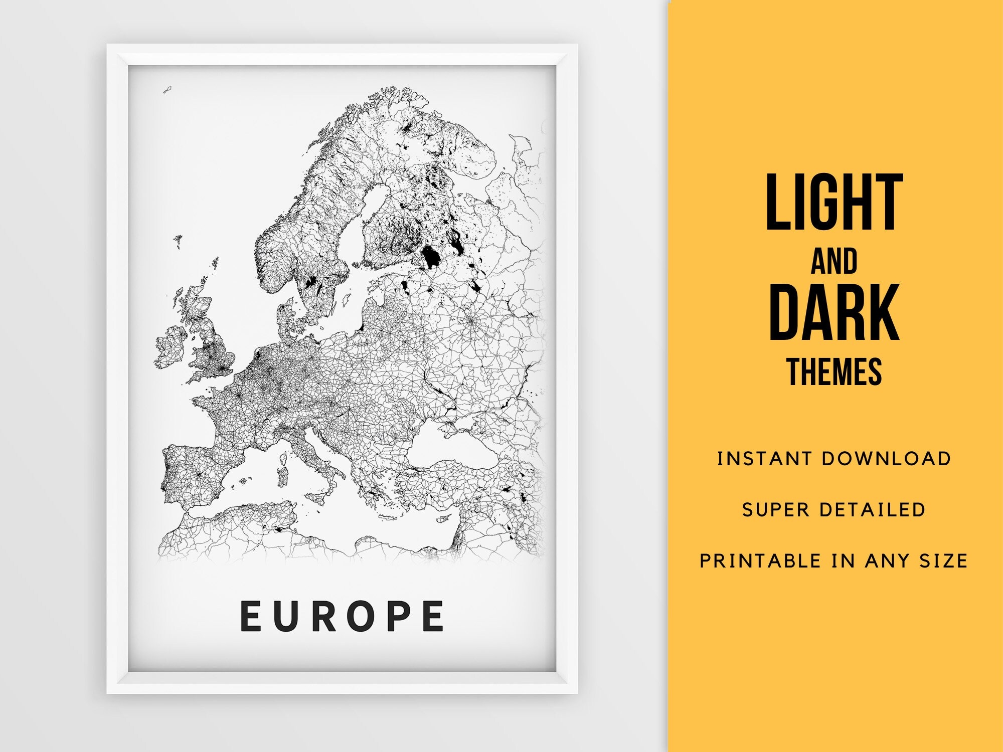 Printable Map Of Europe Instant Download Country Map Map 